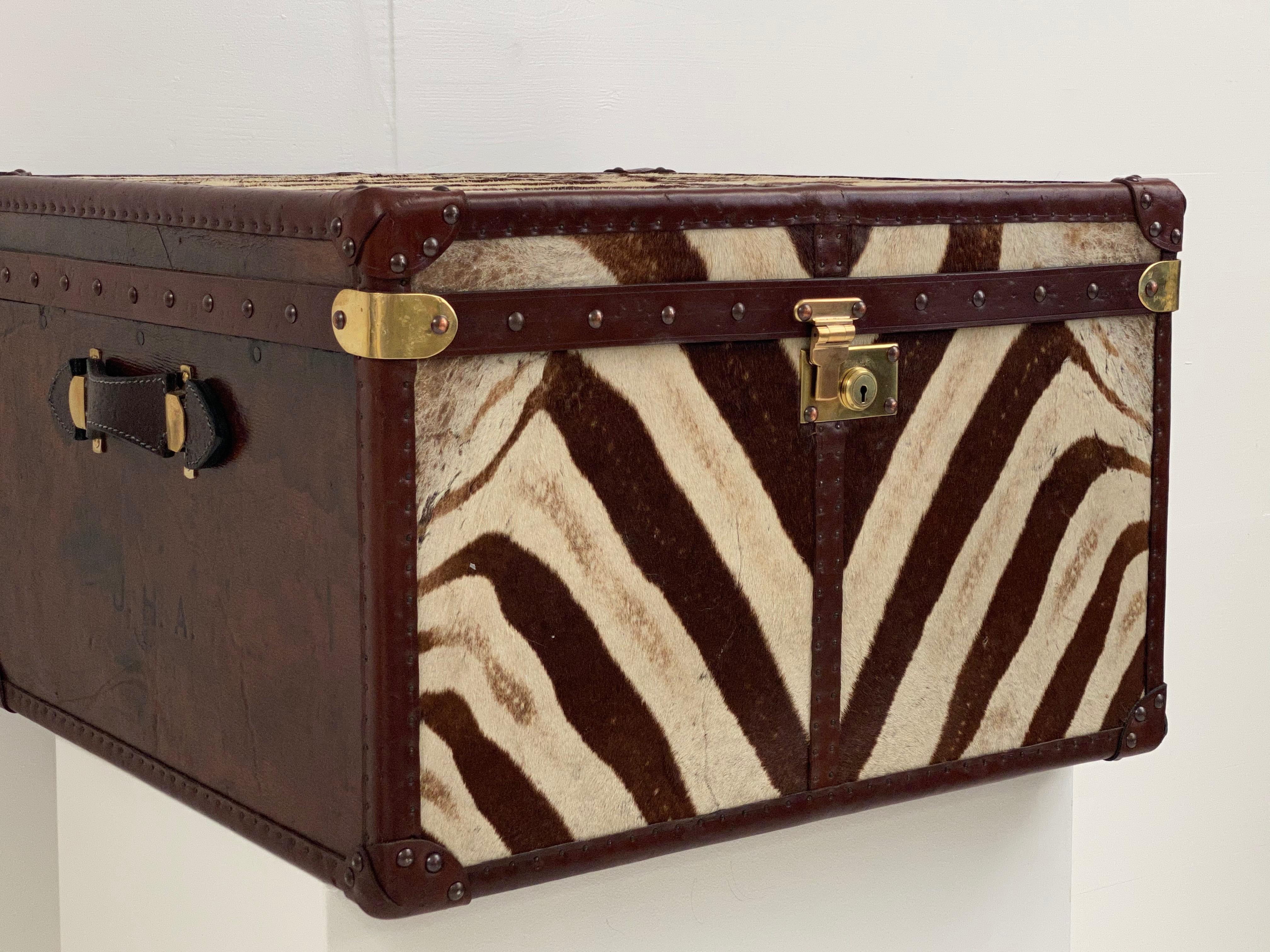 Antique Leather and Zebra Skin Trunk 2