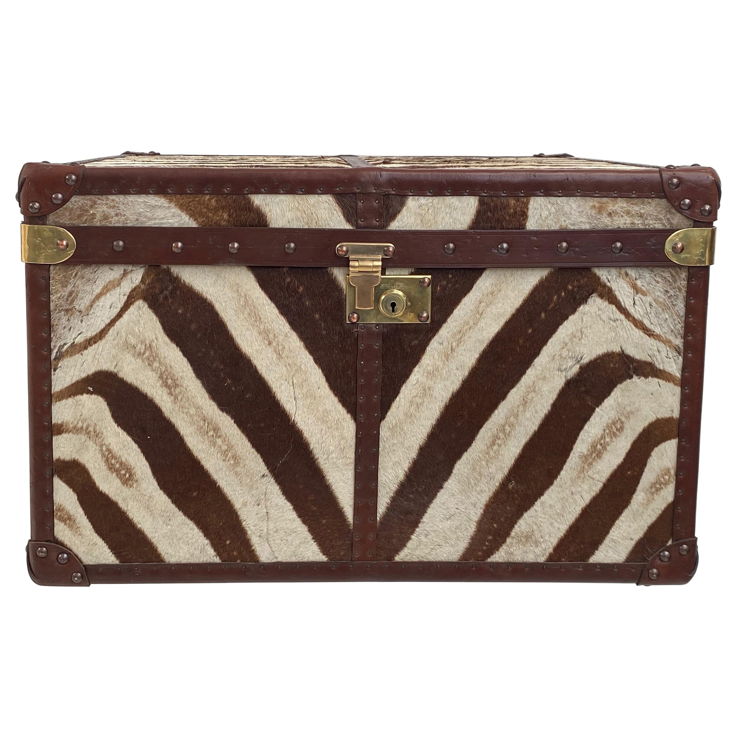 Antique Leather and Zebra Skin Trunk