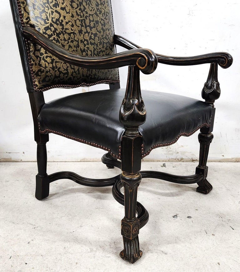 Antique Leather Armchair 1800's For Sale at 1stDibs