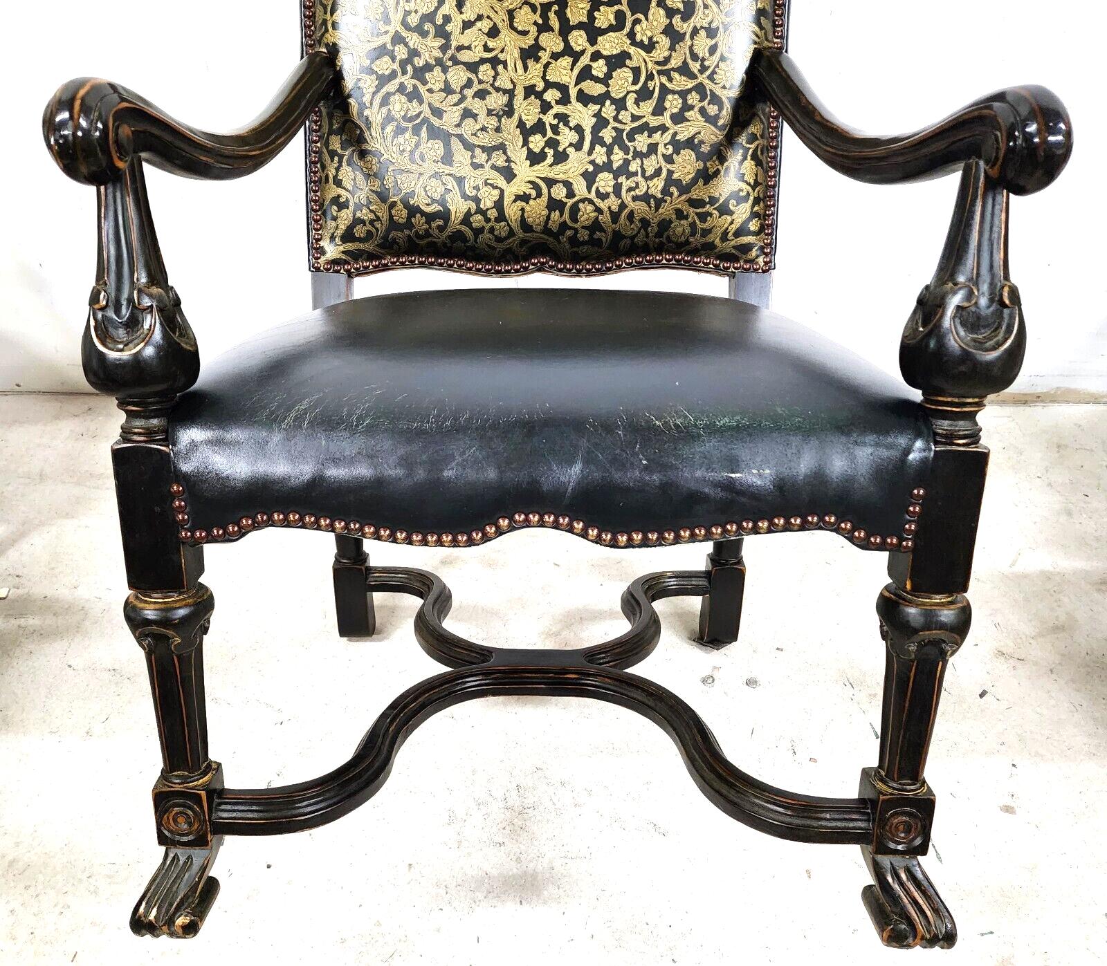 Antique Leather Armchair 1800's In Good Condition For Sale In Lake Worth, FL