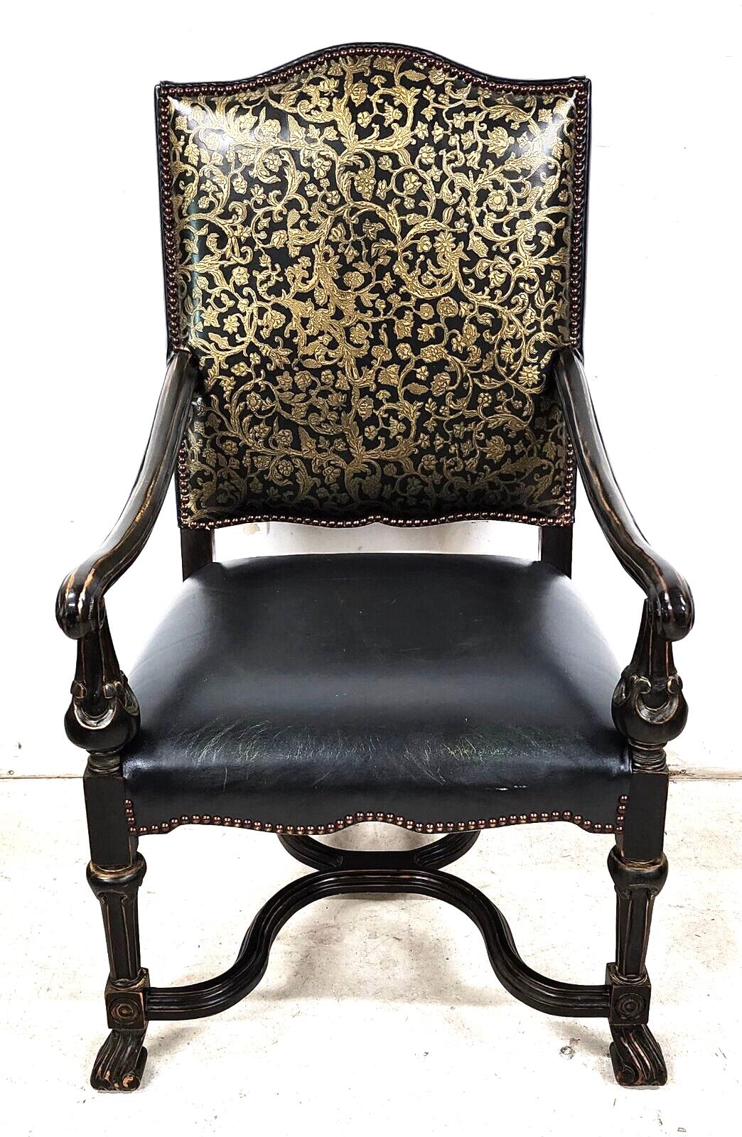 19th Century Antique Leather Armchair 1800's For Sale