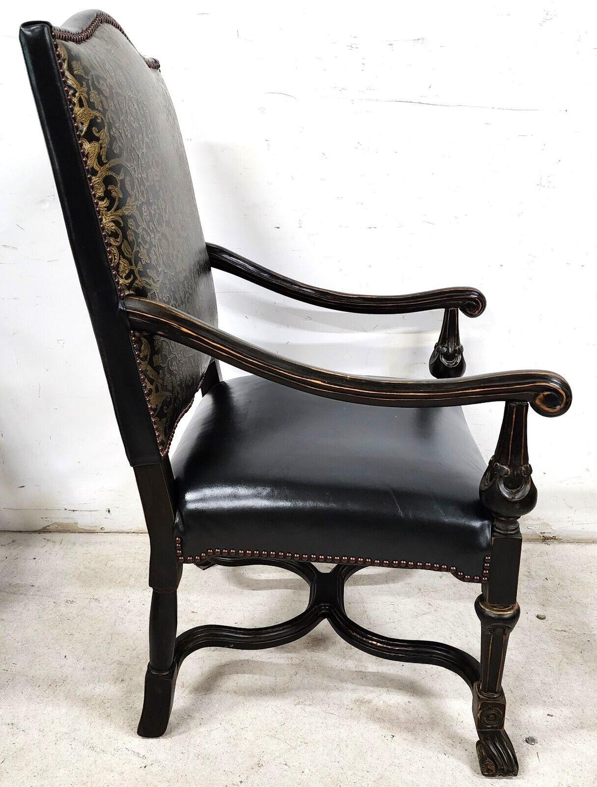 Antique Leather Armchair 1800's For Sale 2