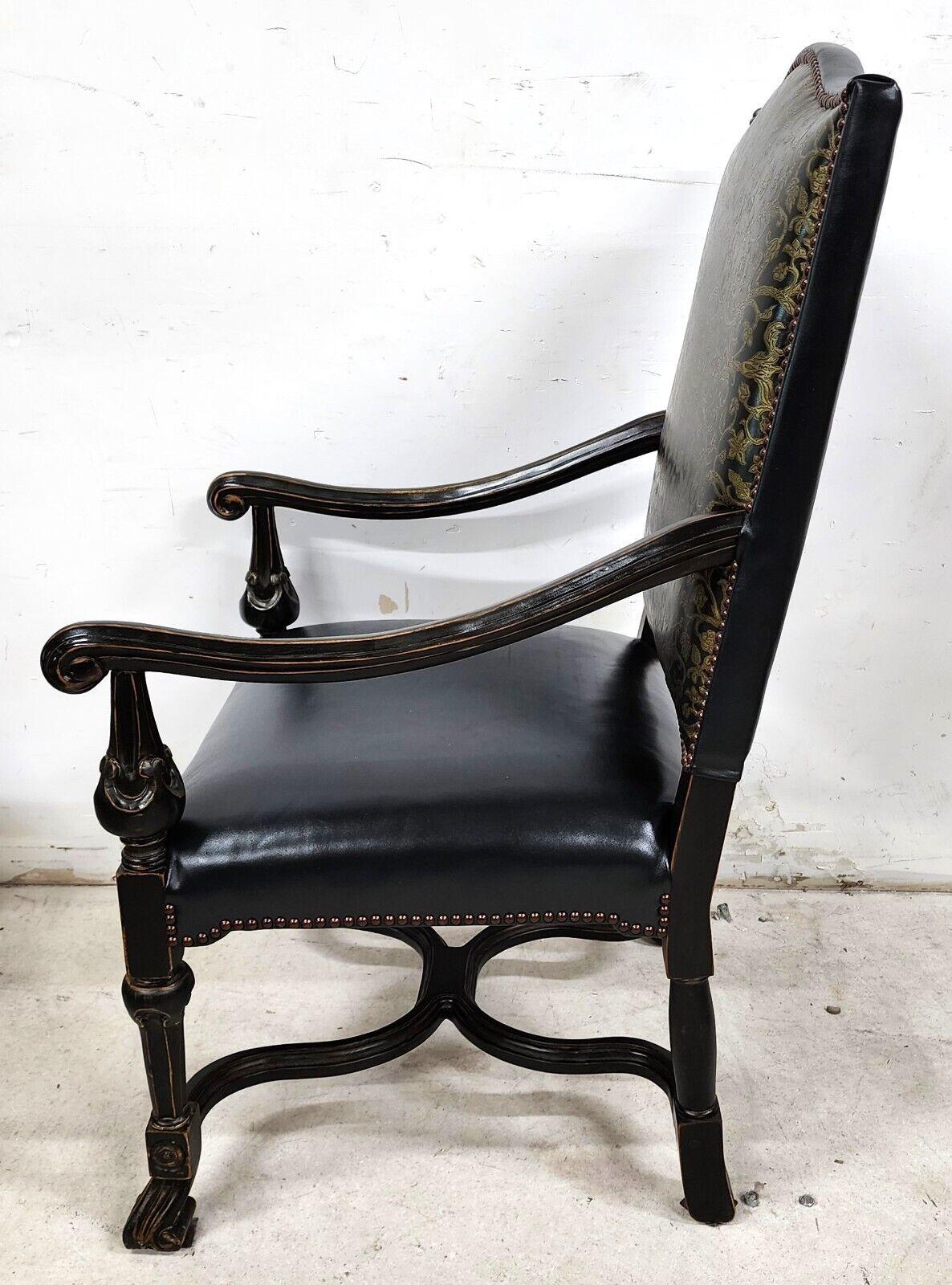 Antique Leather Armchair 1800's For Sale 4