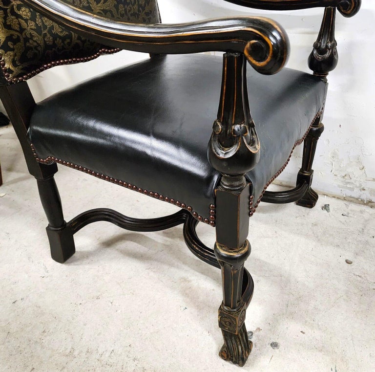 Antique Leather Armchair 1800's For Sale at 1stDibs