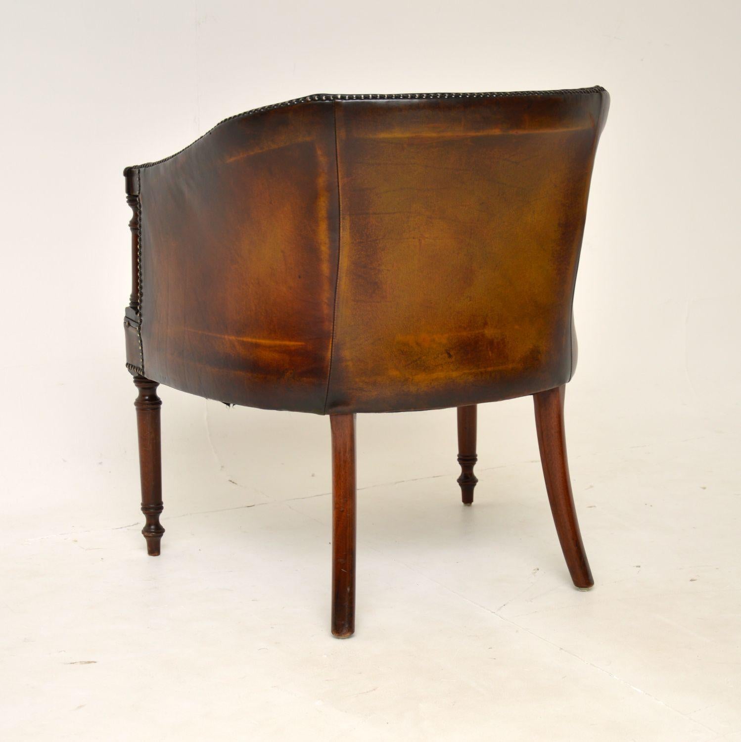 Antique Leather Armchair / Desk Chair 4