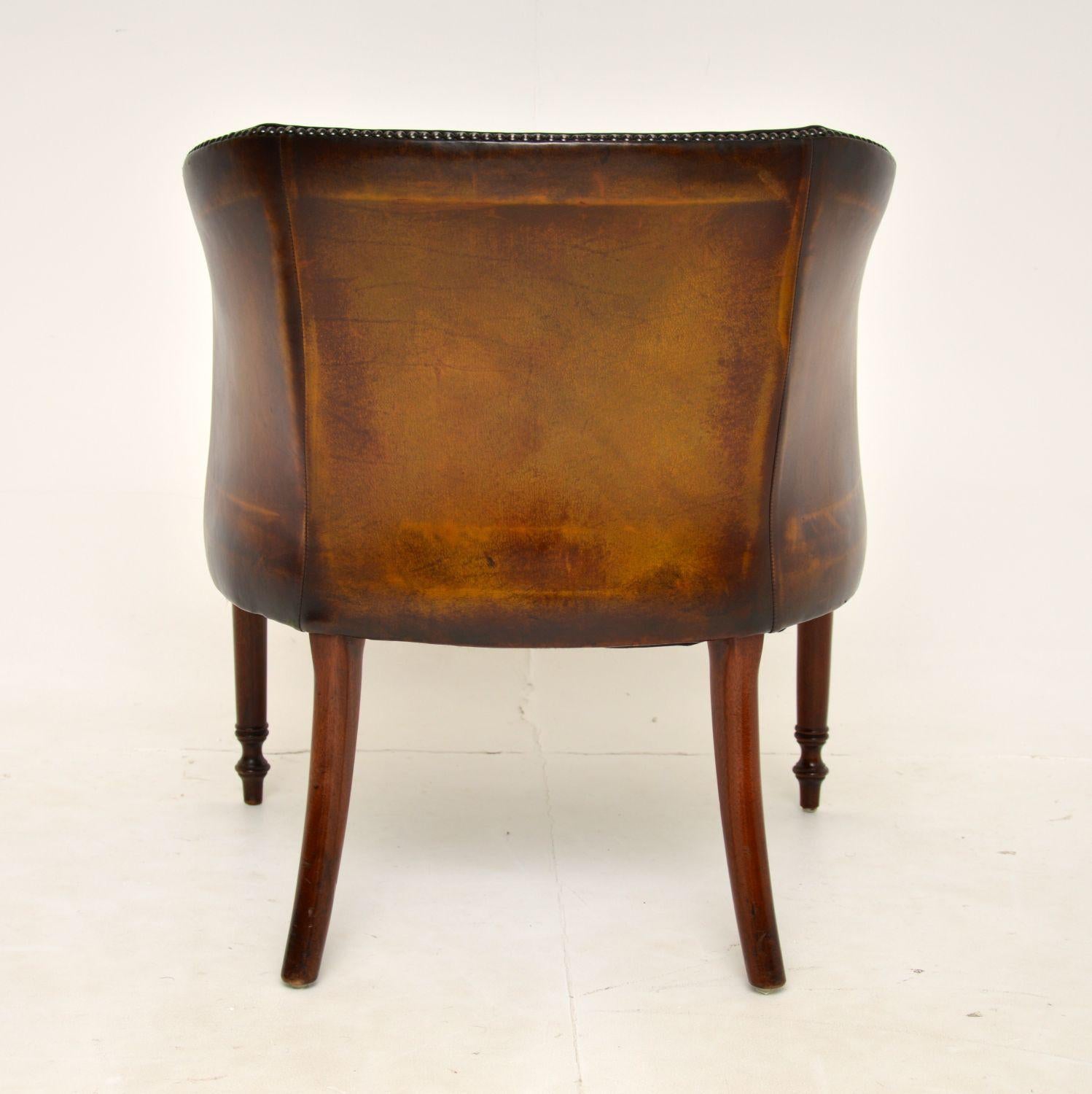 Antique Leather Armchair / Desk Chair 5