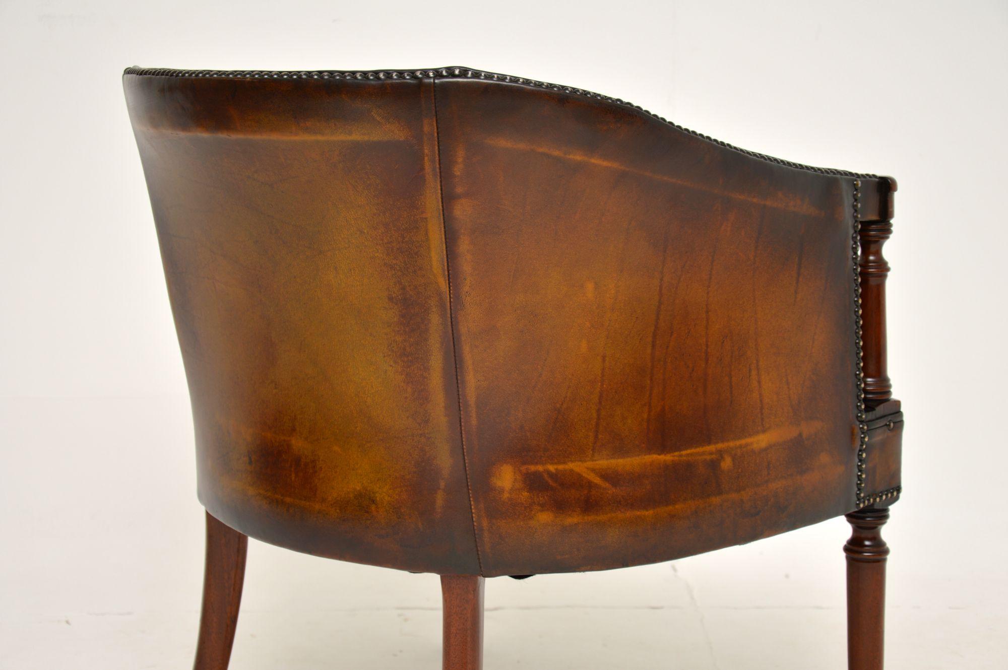 Antique Leather Armchair / Desk Chair 6