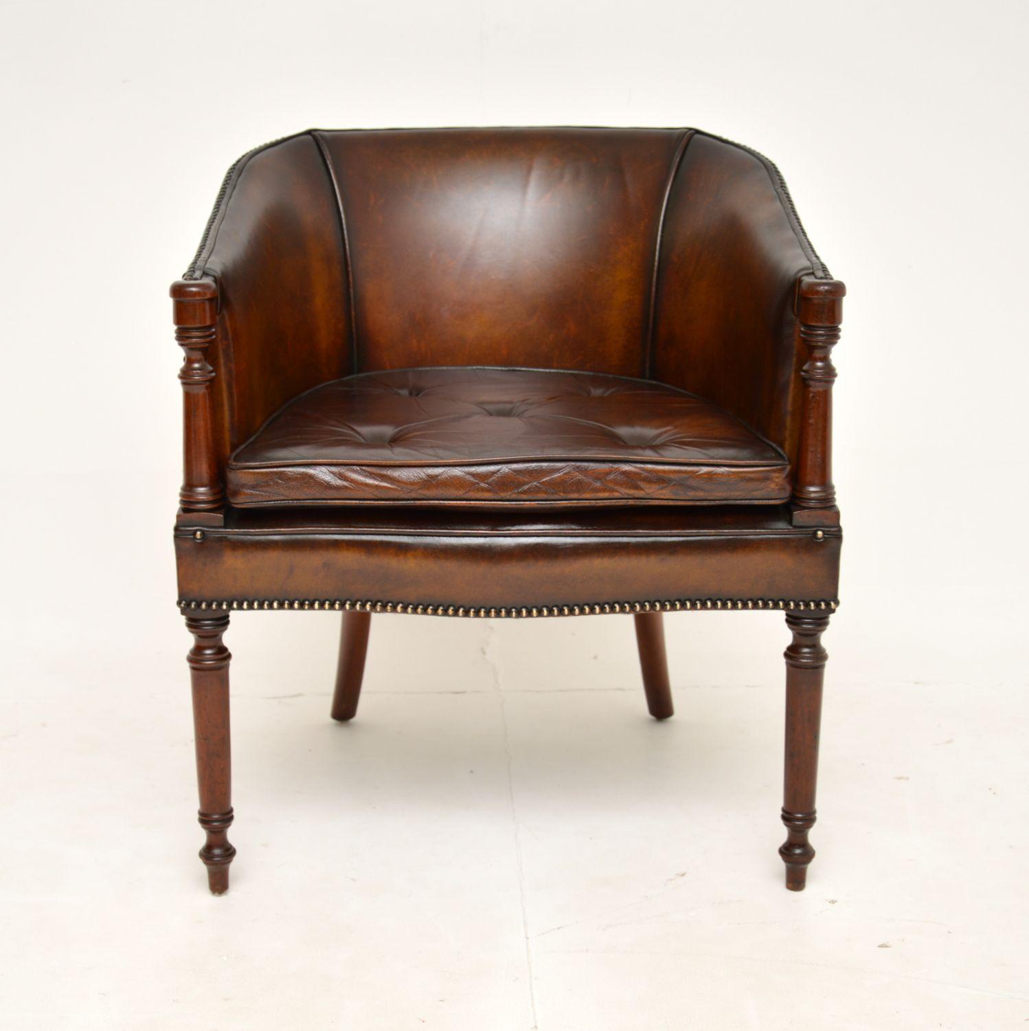 Georgian Antique Leather Armchair / Desk Chair