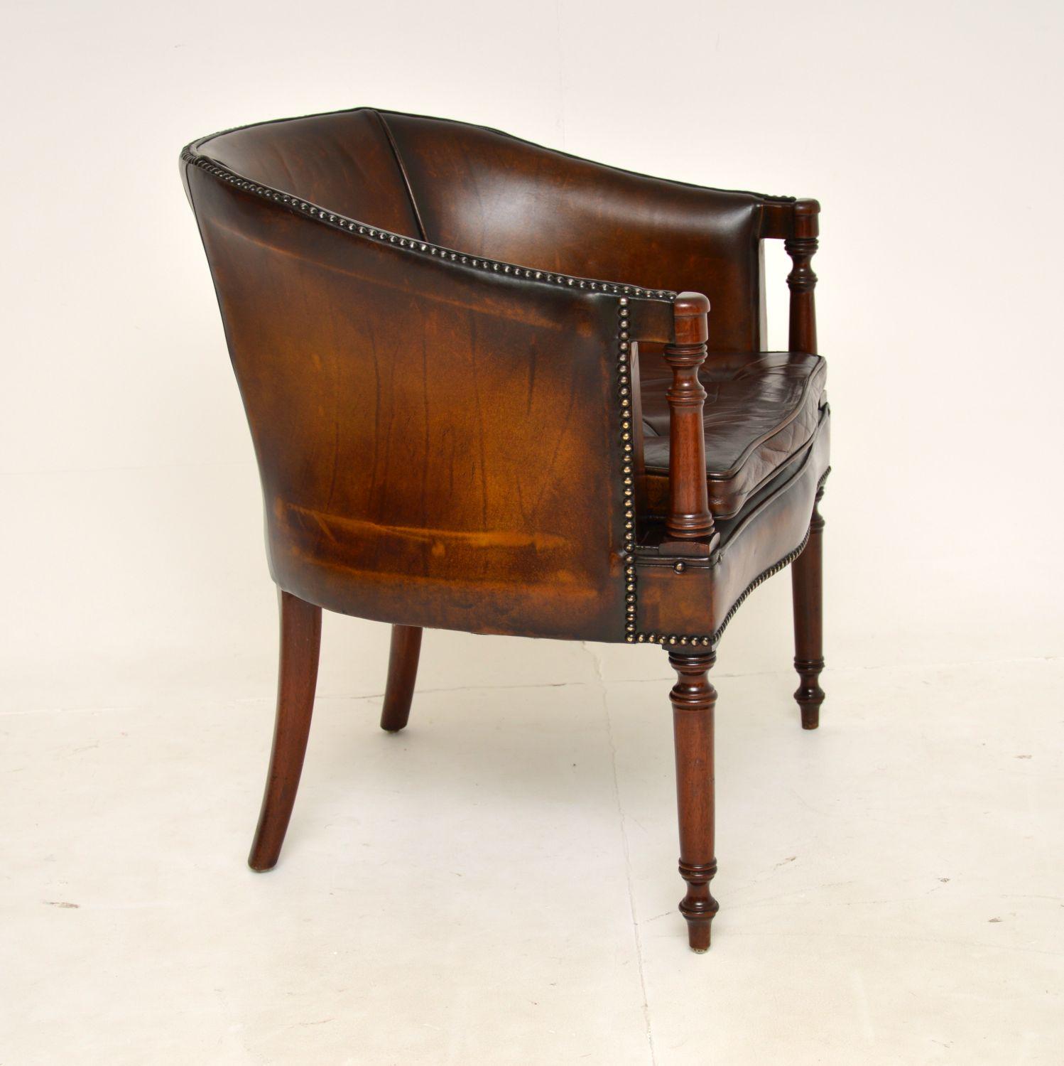 Antique Leather Armchair / Desk Chair In Good Condition In London, GB