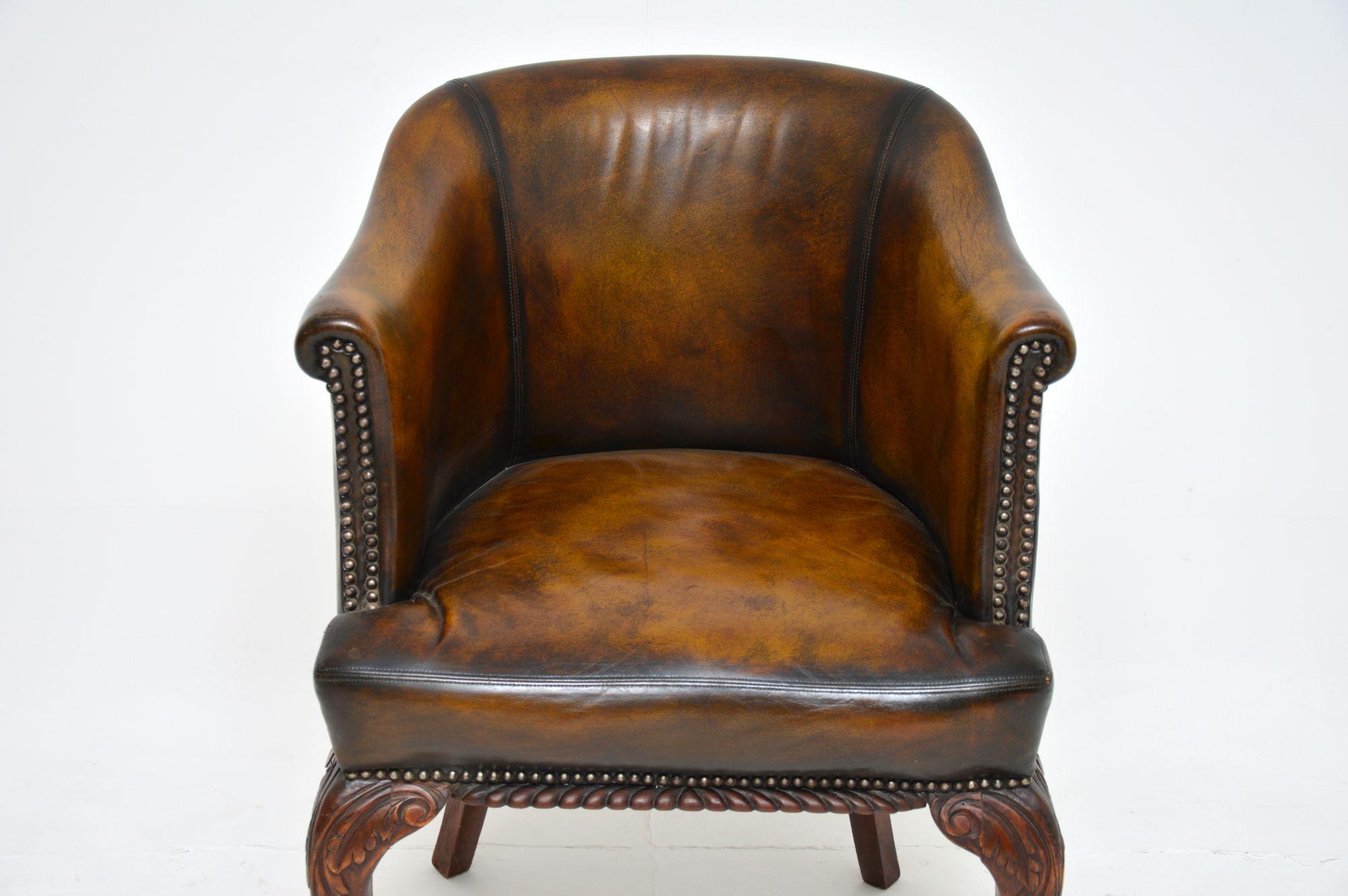 Antique Leather Armchair / Desk Chair In Good Condition In London, GB