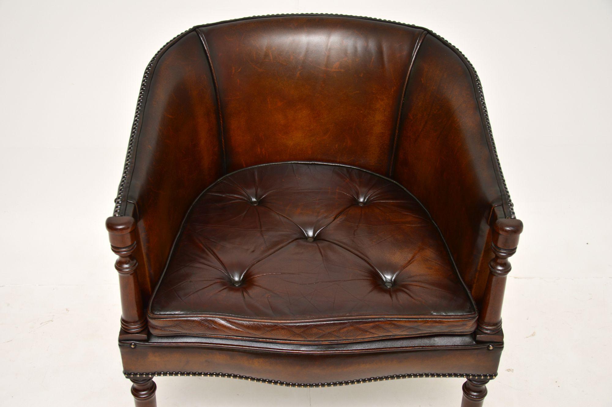 20th Century Antique Leather Armchair / Desk Chair