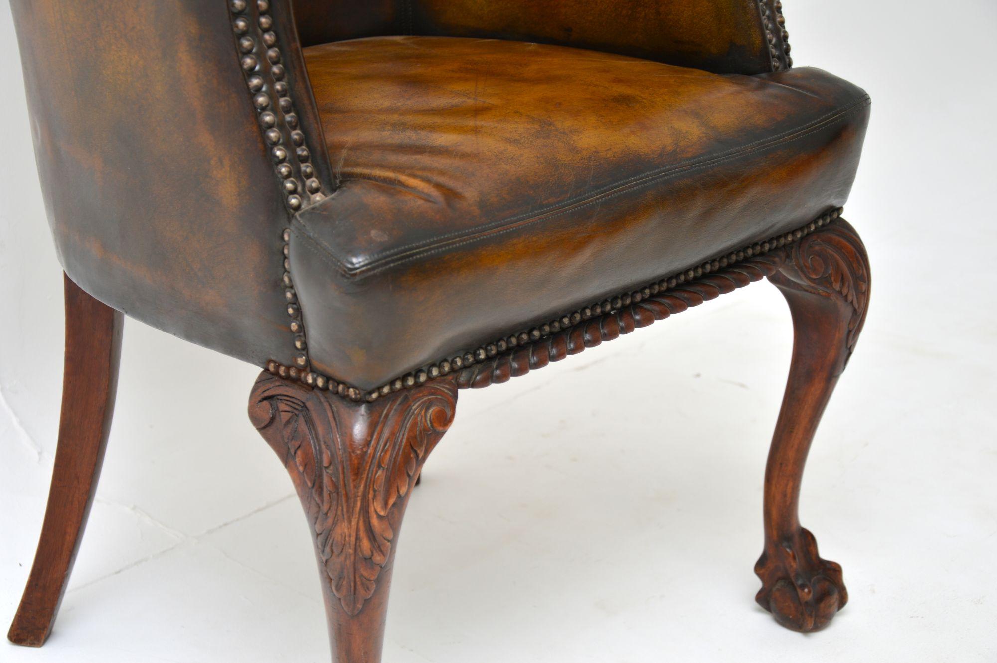 Antique Leather Armchair / Desk Chair 1