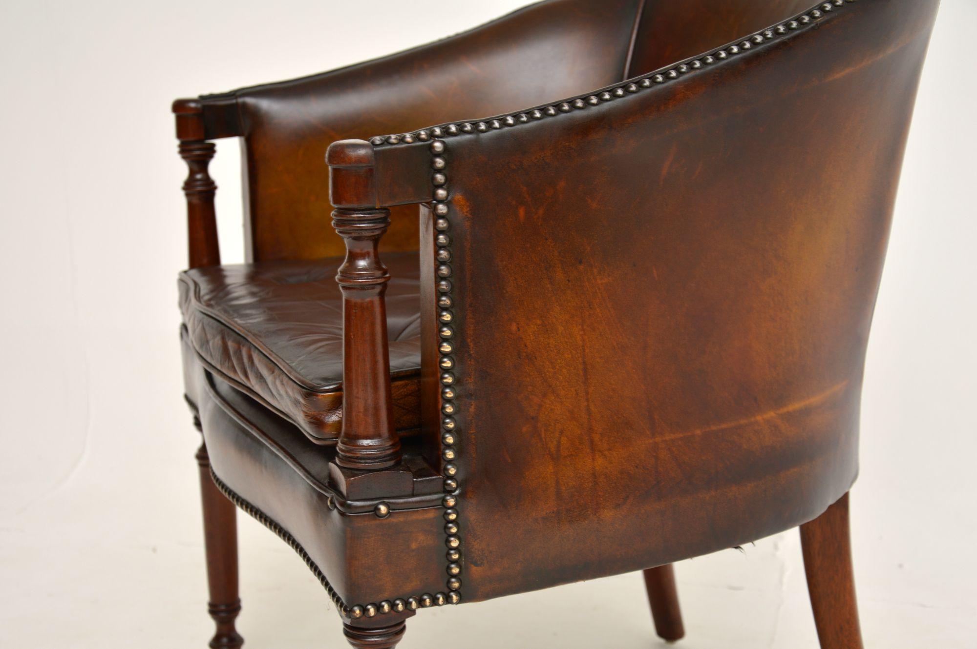 Antique Leather Armchair / Desk Chair 2