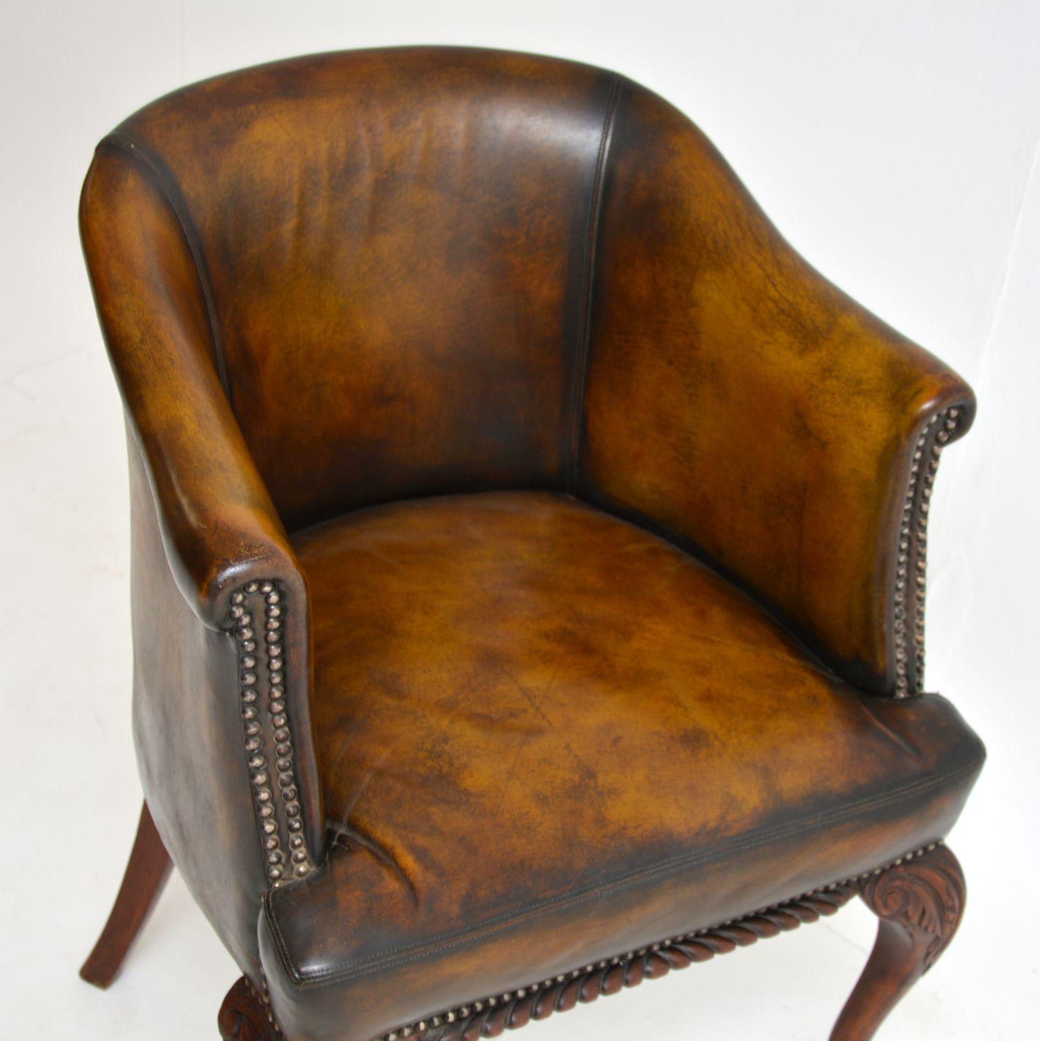 Antique Leather Armchair / Desk Chair 3