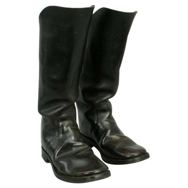 Antique Leather Army Boots, Artillery at 1stDibs