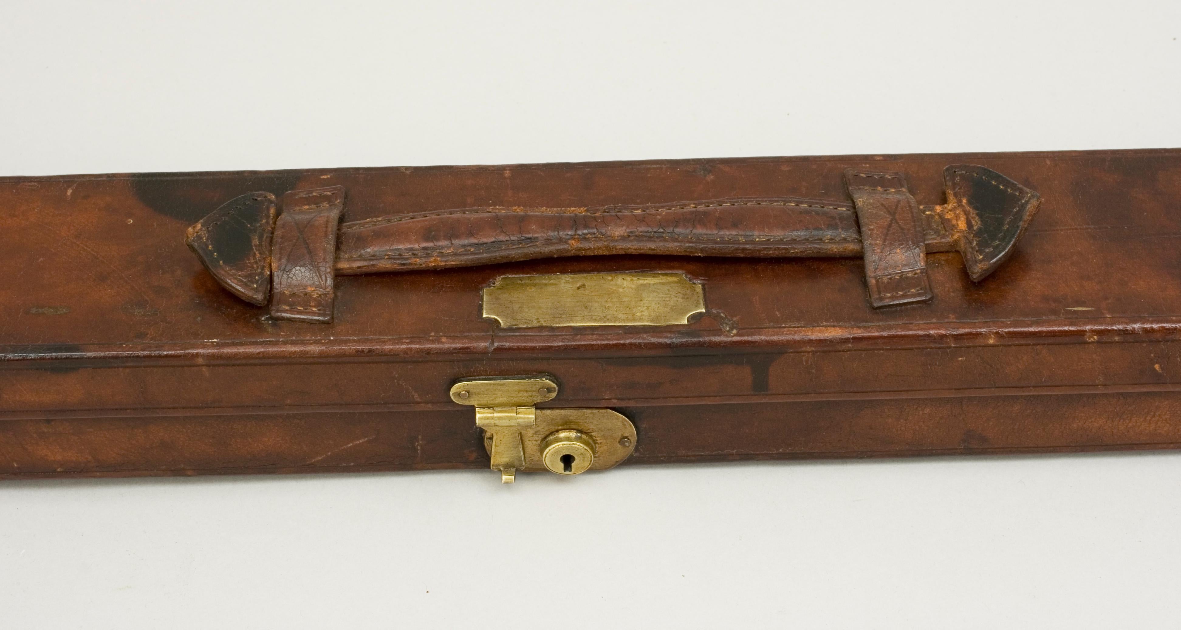 Antique Leather Billiard, Snooker Cue Case with Brass Fittings 12