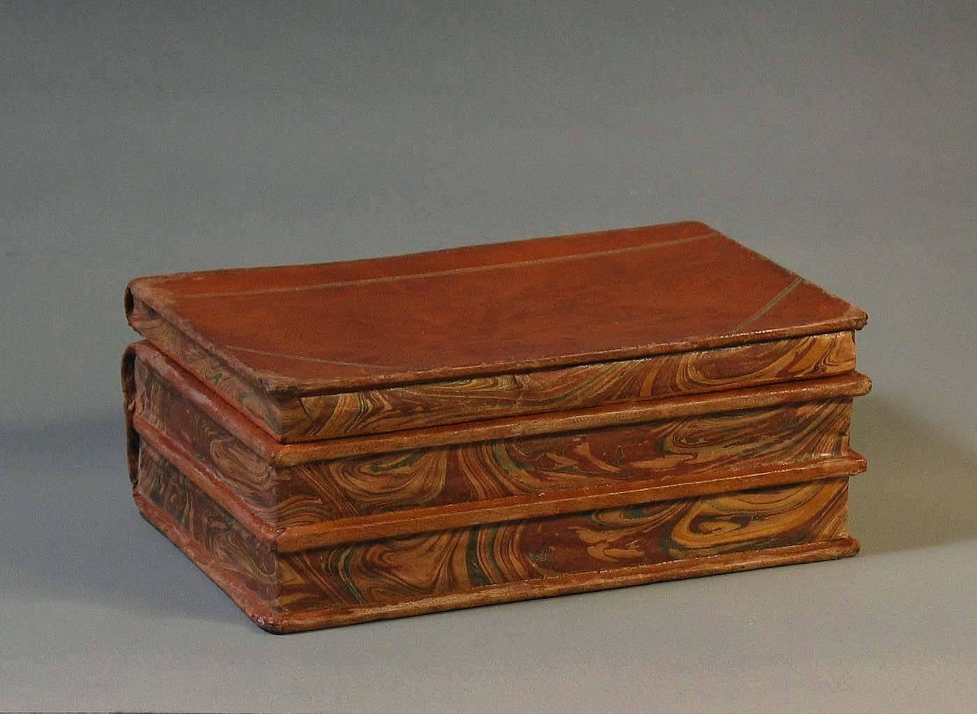 Hand-Crafted Antique Leather Book Form Box with Fitted Cigarette or Cigar Dispenser