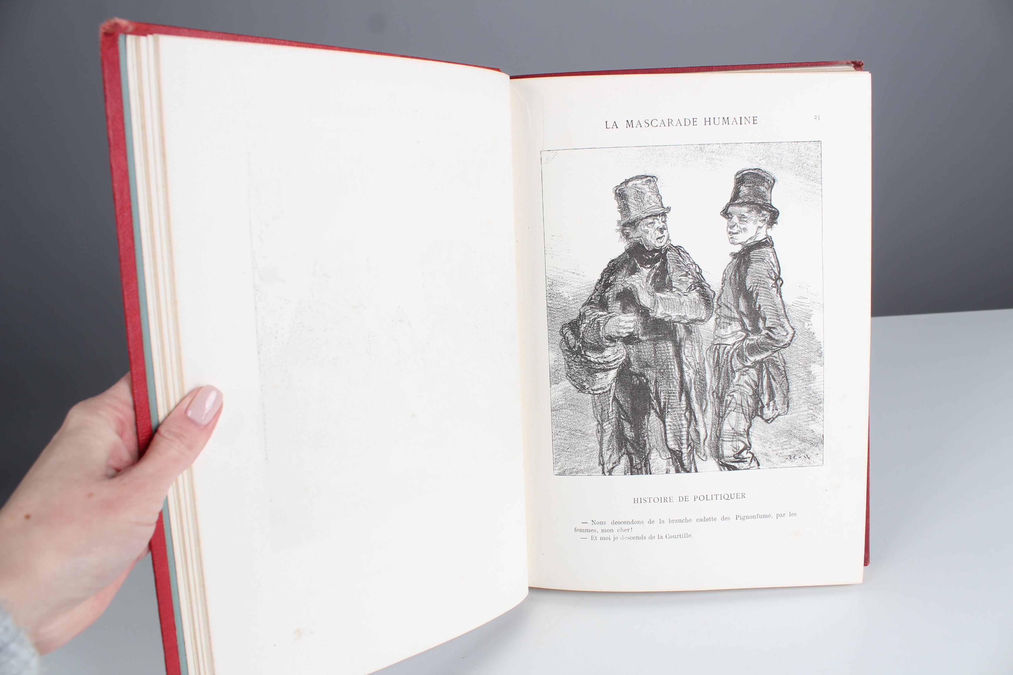 Antikes Lederbuch „La Mascarade Humaine“, von Gavarni, 1881er Jahre, Frankreich im Angebot 1