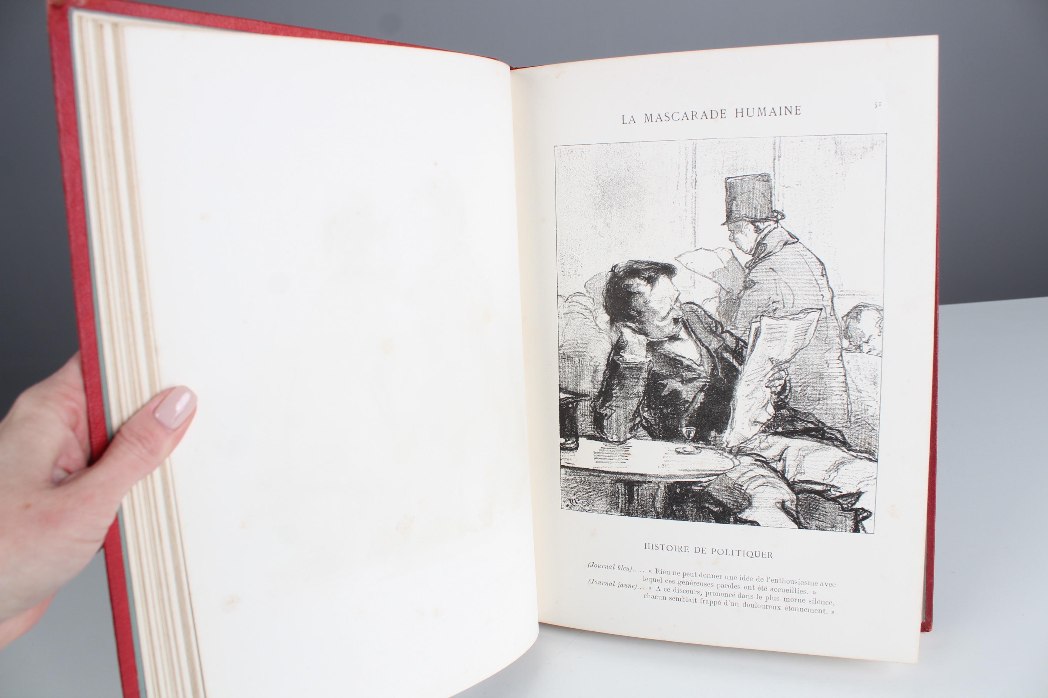 Antikes Lederbuch „La Mascarade Humaine“, von Gavarni, 1881er Jahre, Frankreich im Angebot 2