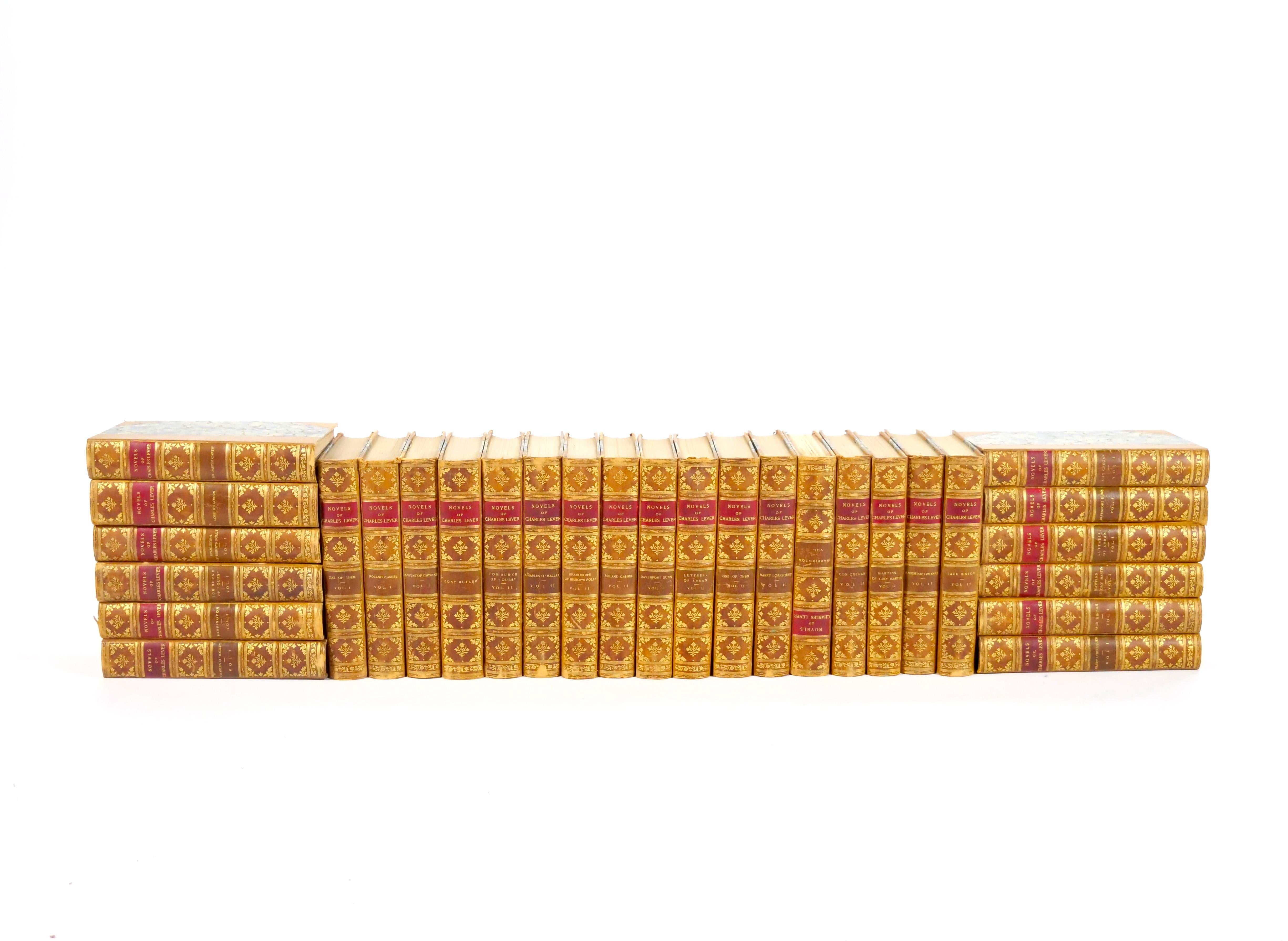 Antique Leather-Bound 29-Volume Collection – The Novels of Charles Lever (1894) For Sale 8