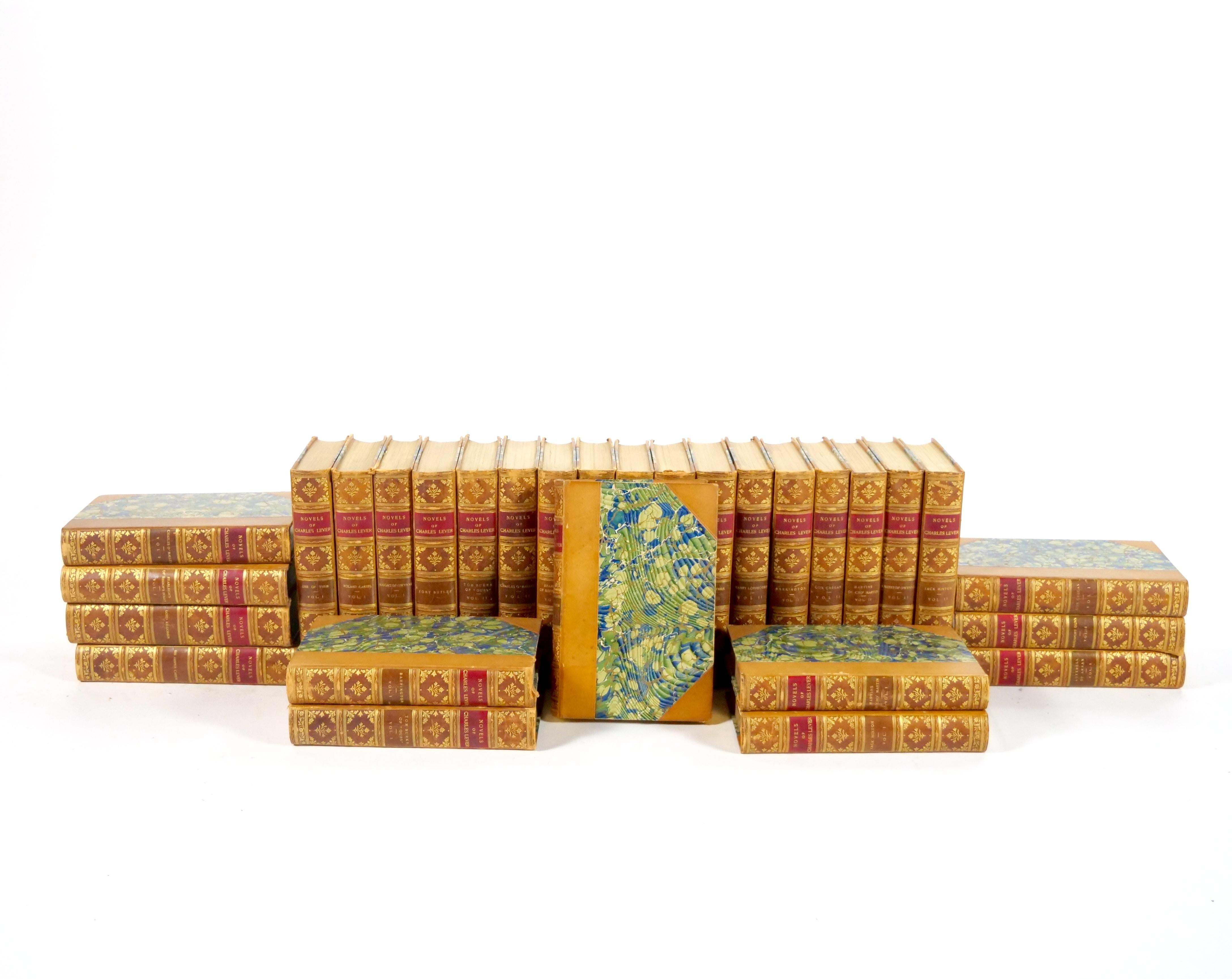 Antique Leather-Bound 29-Volume Collection – The Novels of Charles Lever (1894) For Sale 3