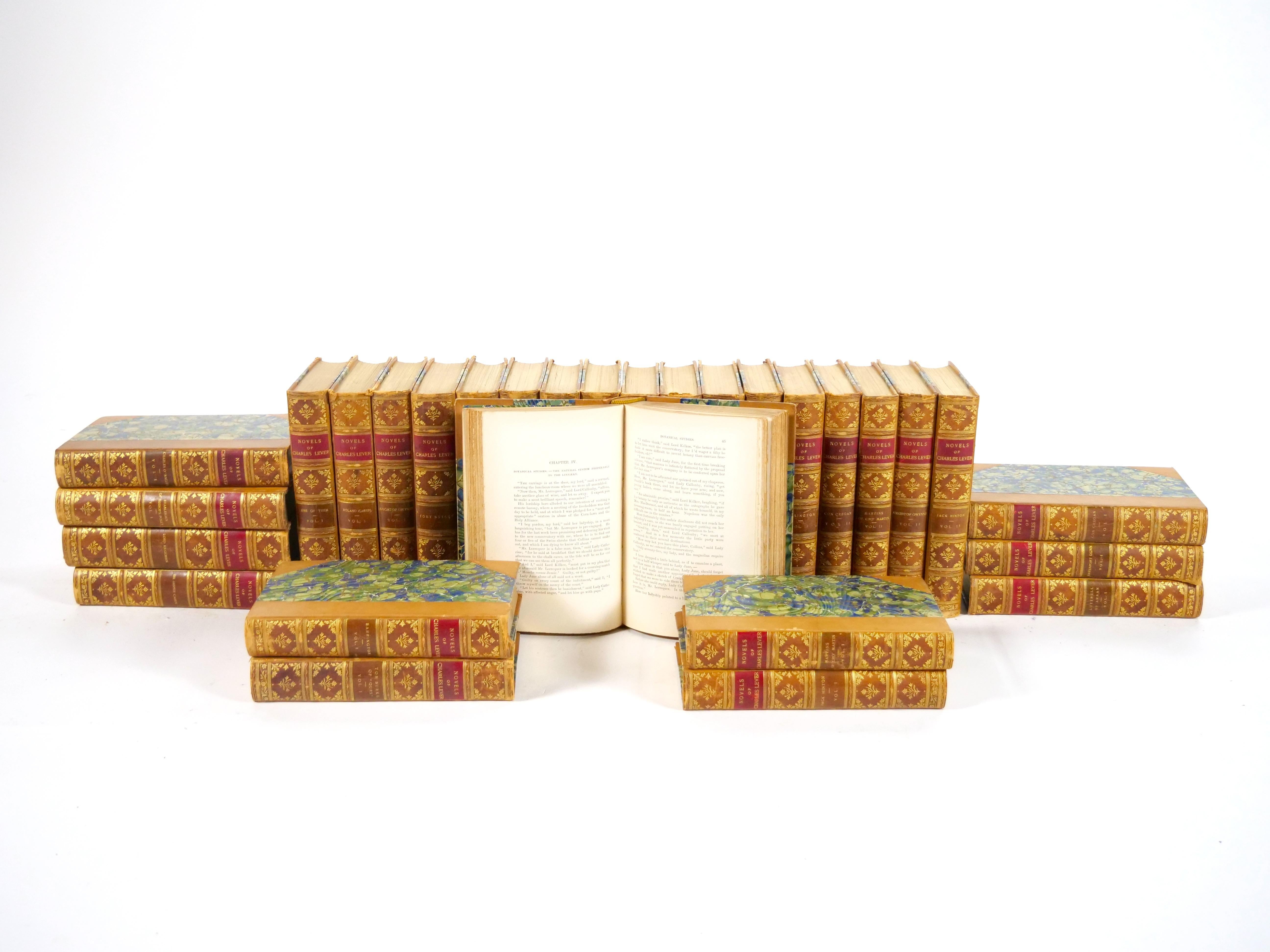 Antique Leather-Bound 29-Volume Collection – The Novels of Charles Lever (1894) For Sale 4