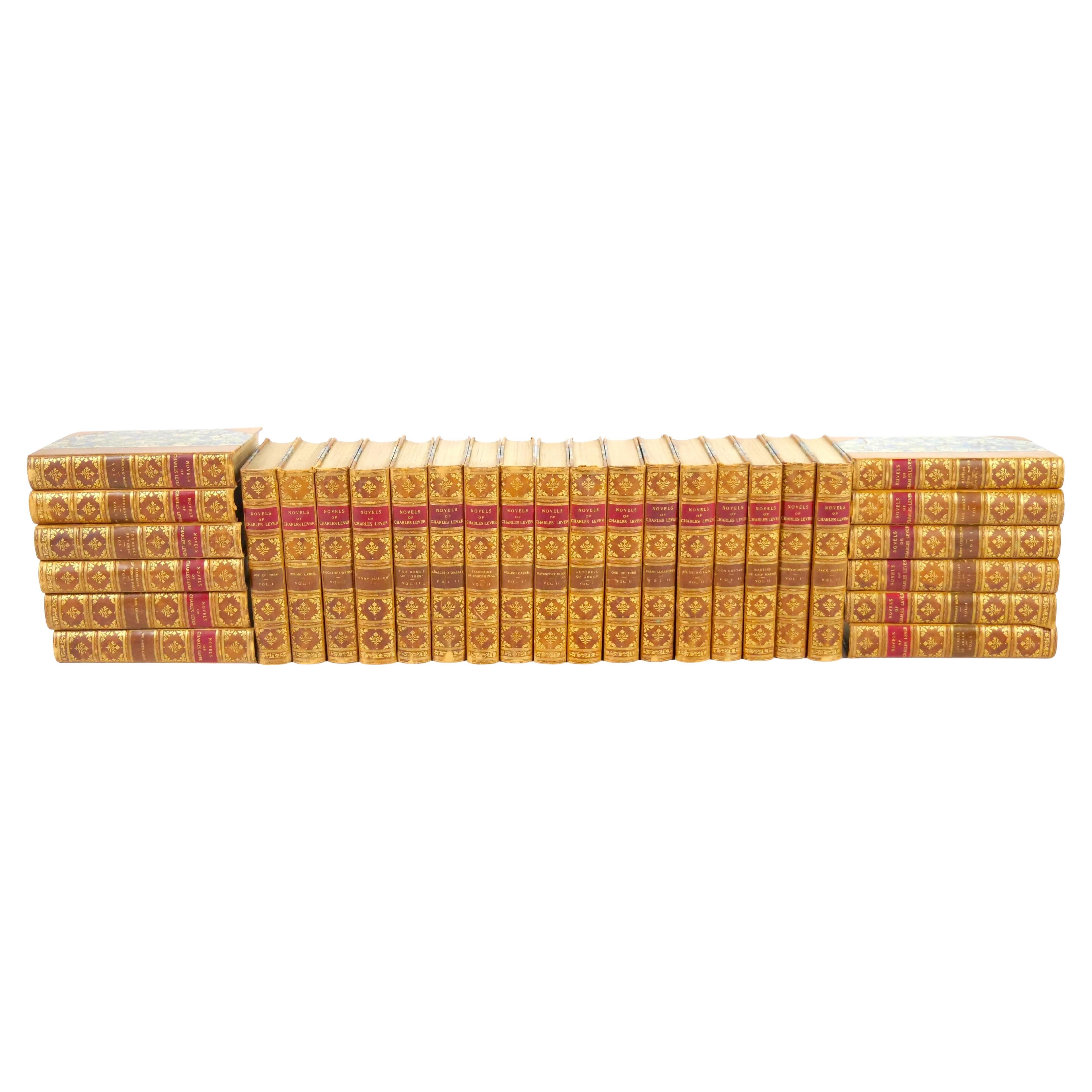 Antique Leather-Bound 29-Volume Collection – The Novels of Charles Lever (1894) For Sale