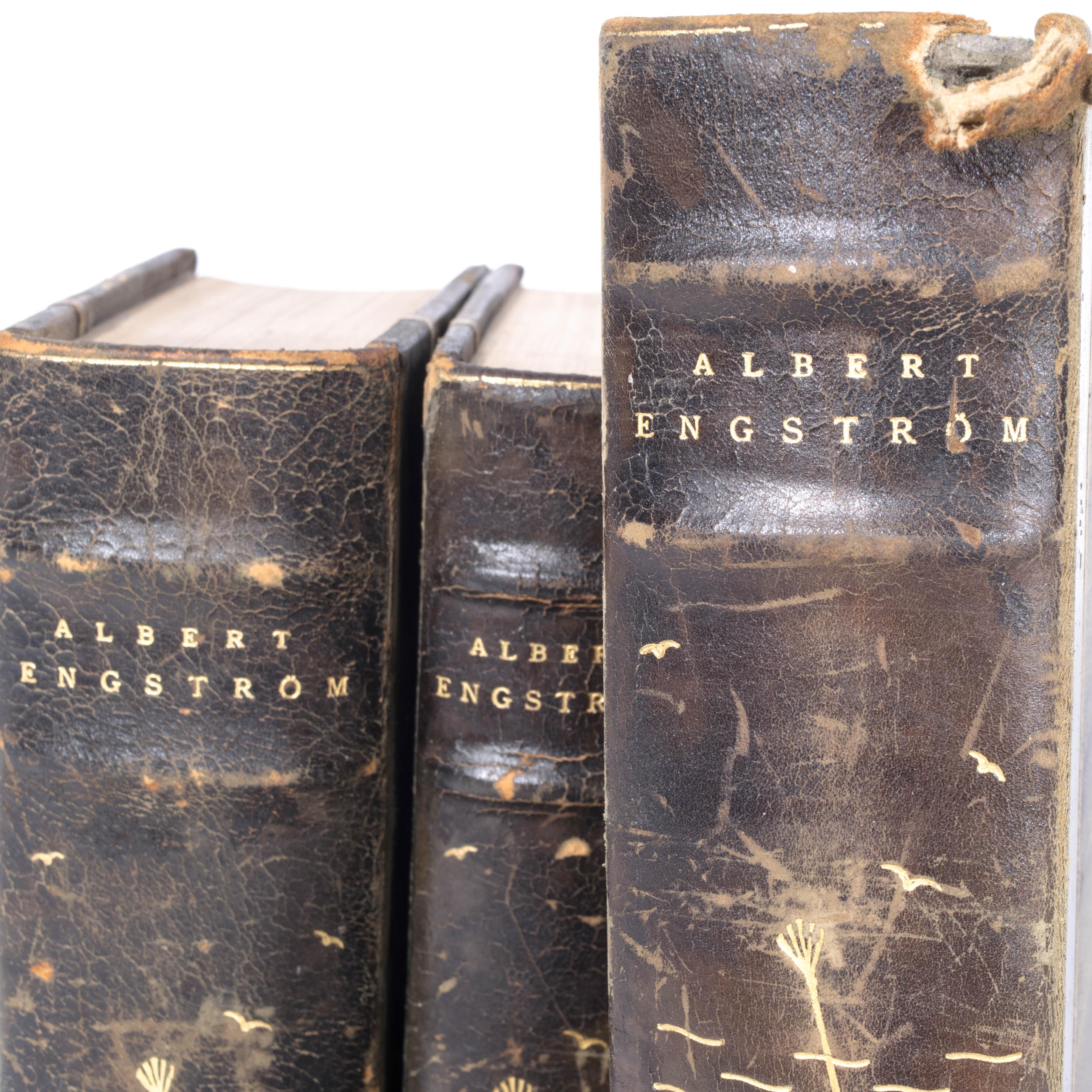 Swedish Antique Leather-bound Books from Sweden, 1920s For Sale