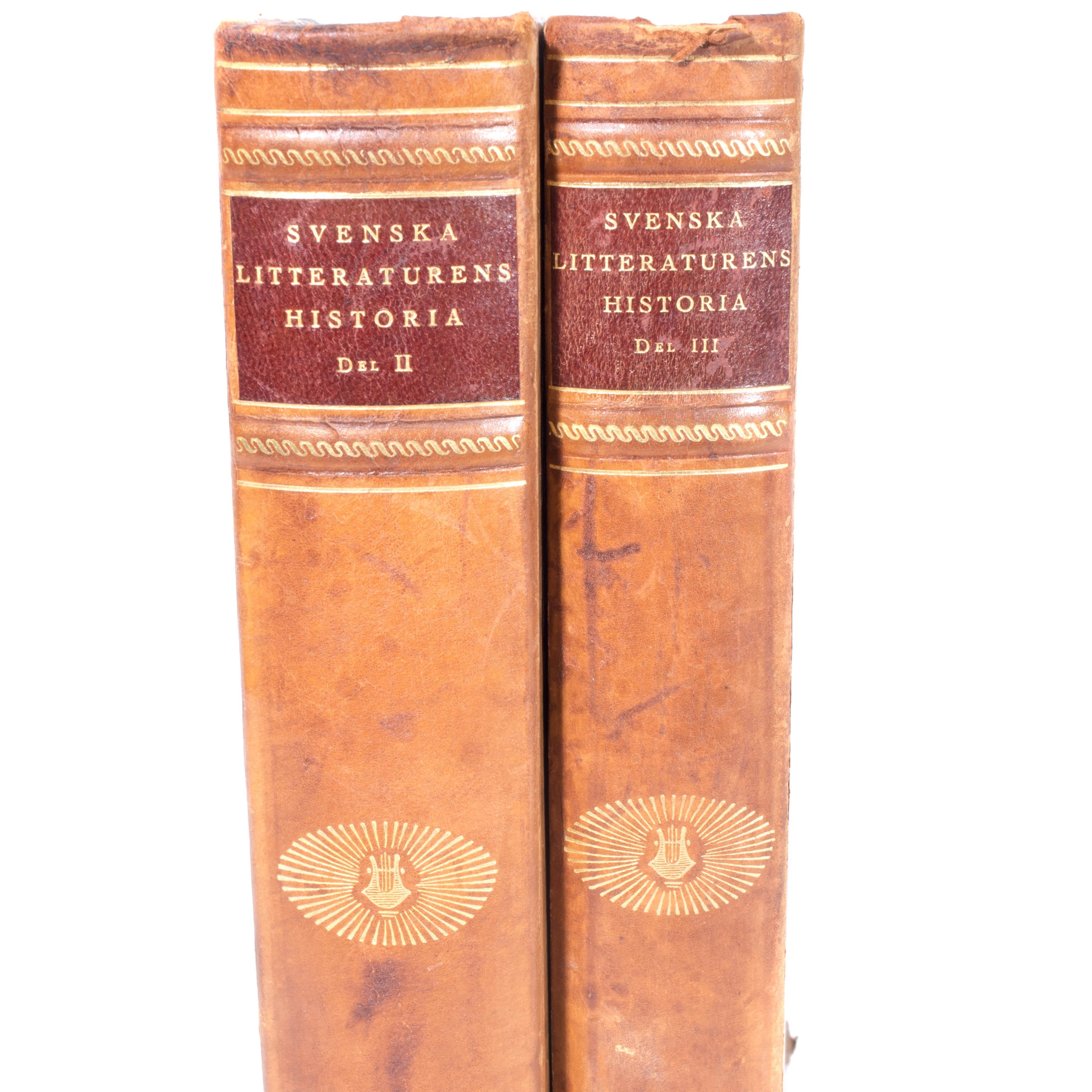 Swedish Antique Leather-Bound Books from Sweden