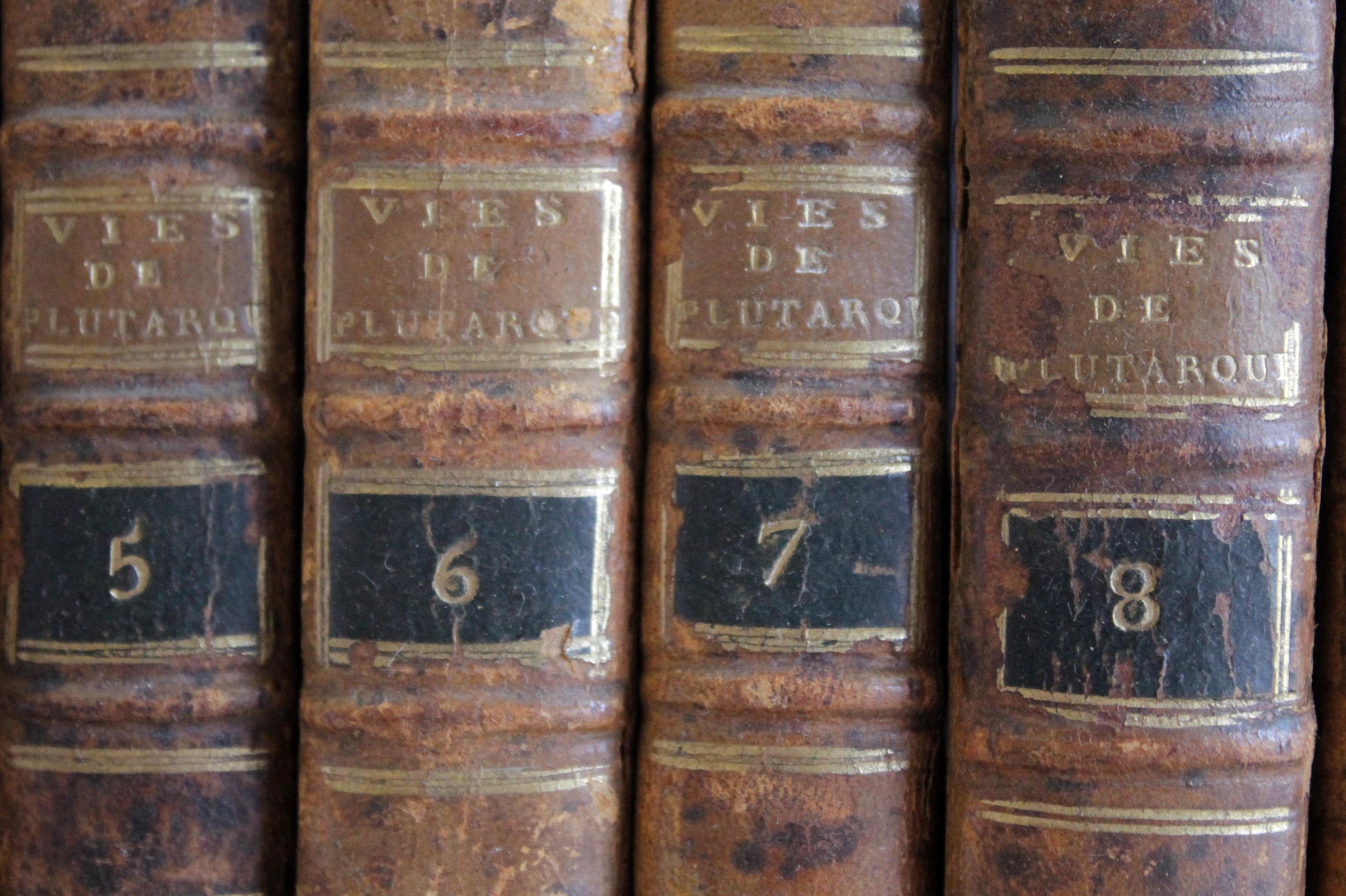 French Antique Leather Bound Books Vies de Plutarque