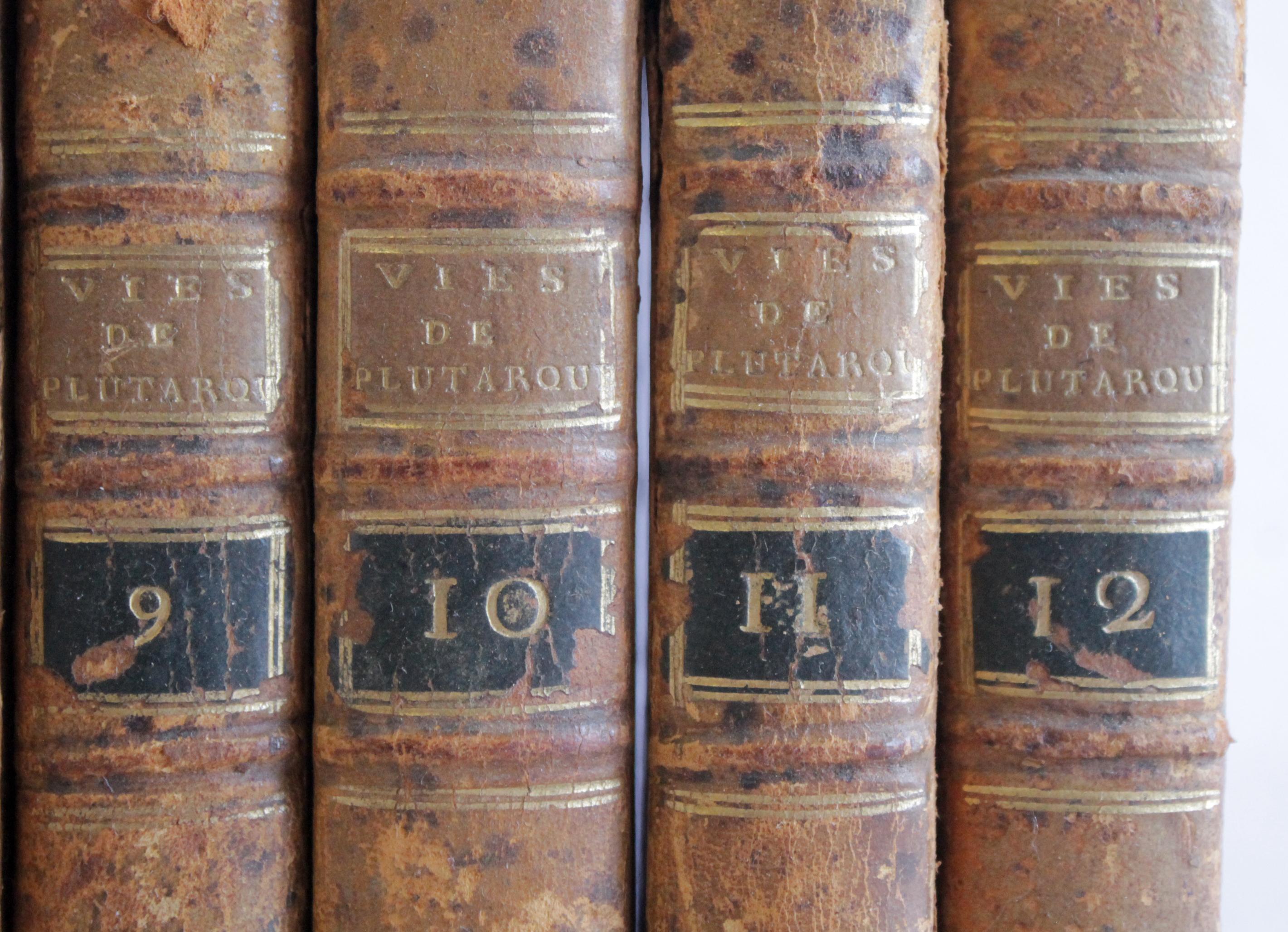 Antique Leather Bound Books Vies de Plutarque In Fair Condition In Old Town Orange, CA