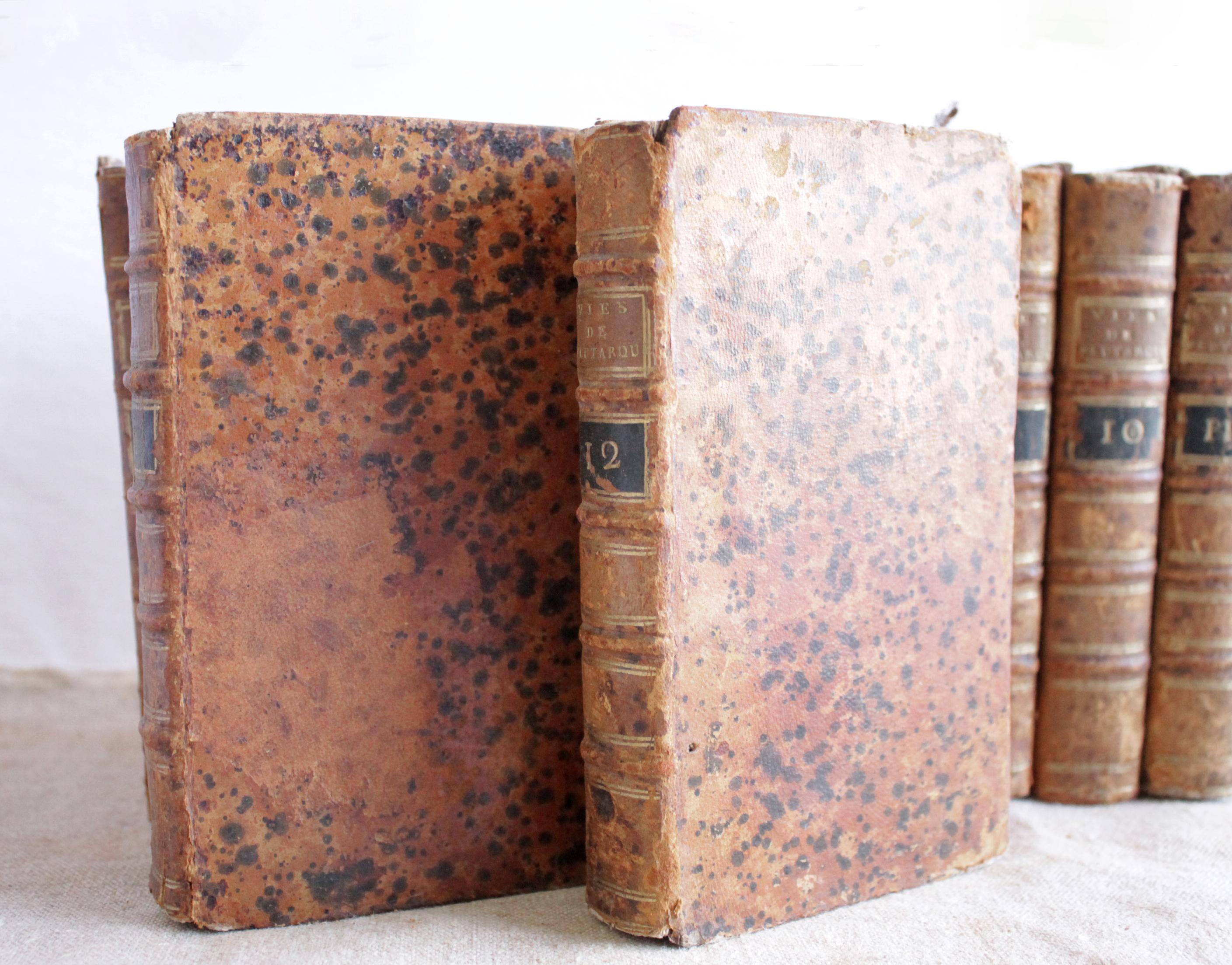 Antique Leather Bound Books Vies de Plutarque 1