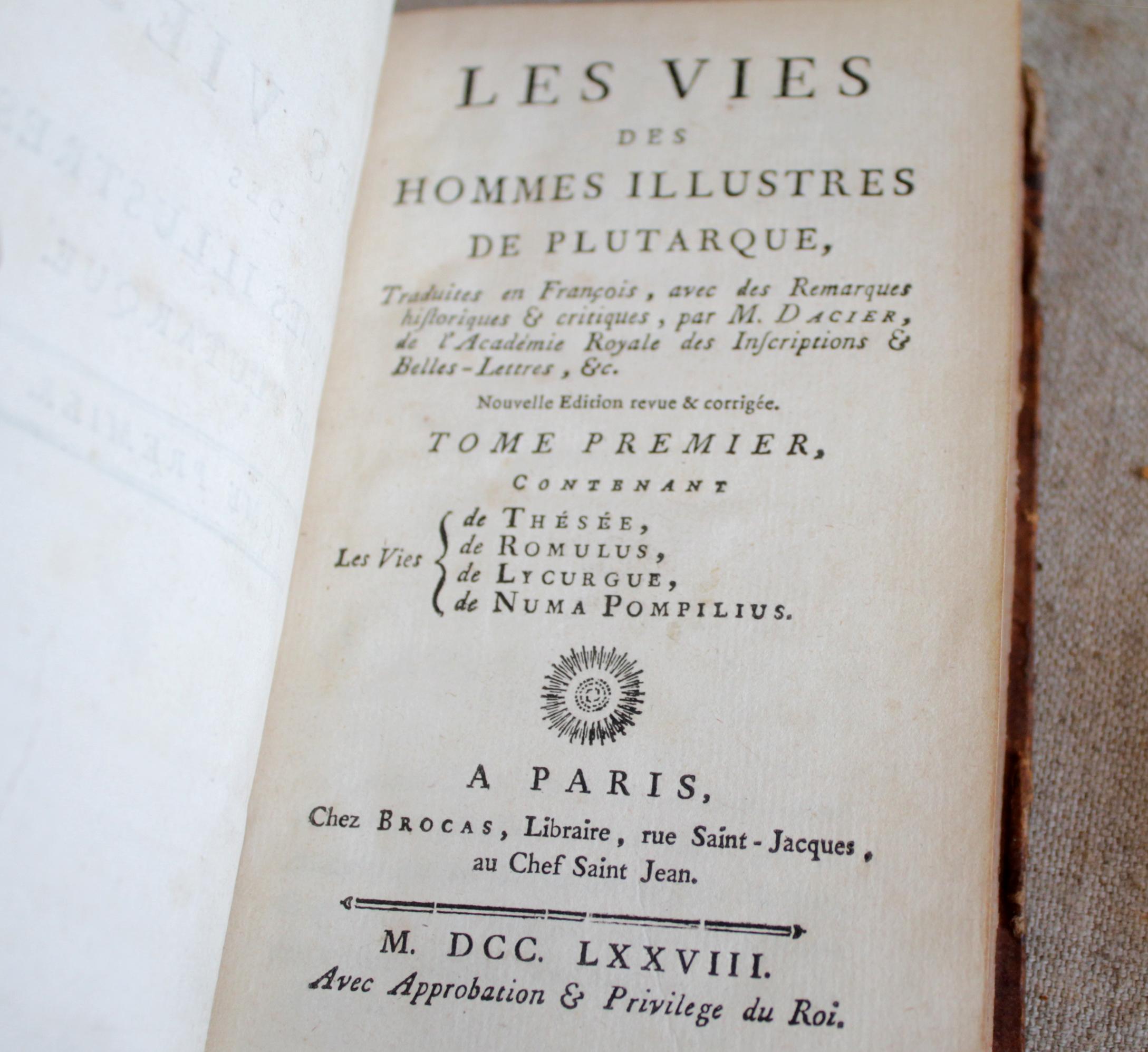 Antique Leather Bound Books Vies de Plutarque 3