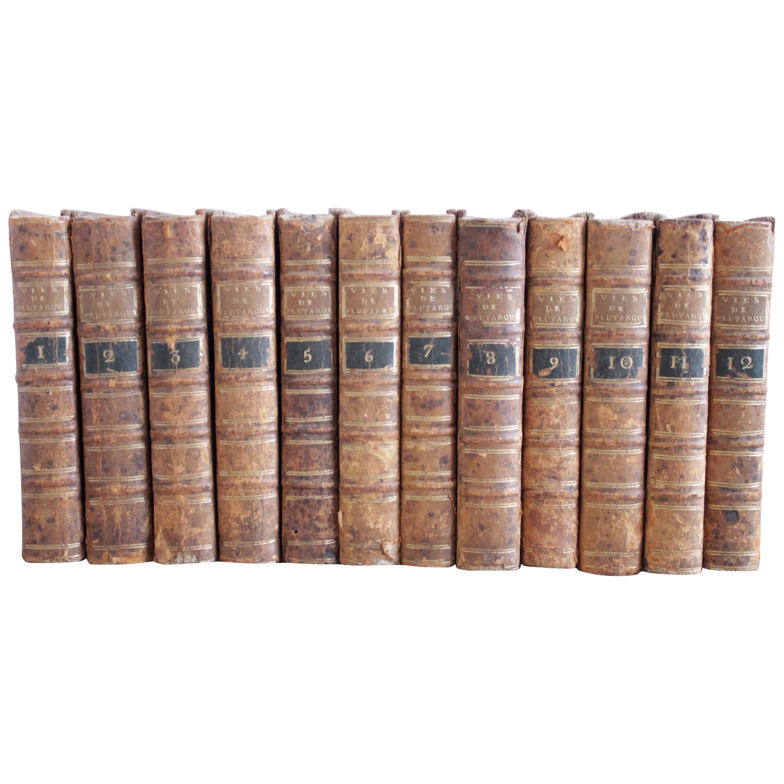 Antique Leather Bound Books Vies de Plutarque