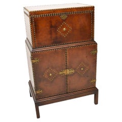 Antique Leather Bound Cocktail Cabinet by Maple and Co