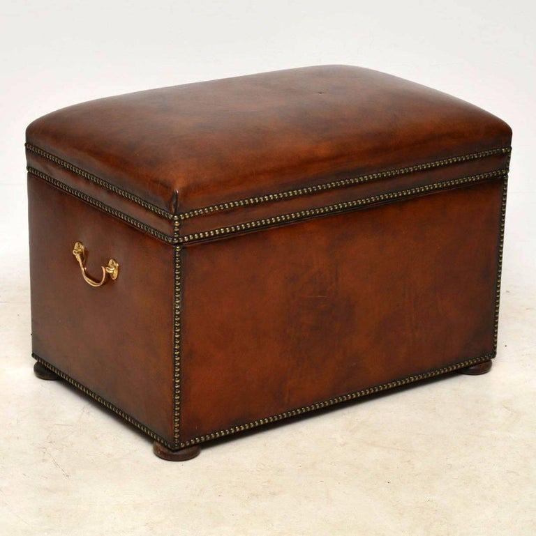 Antique Leather Bound Ottoman at 1stDibs