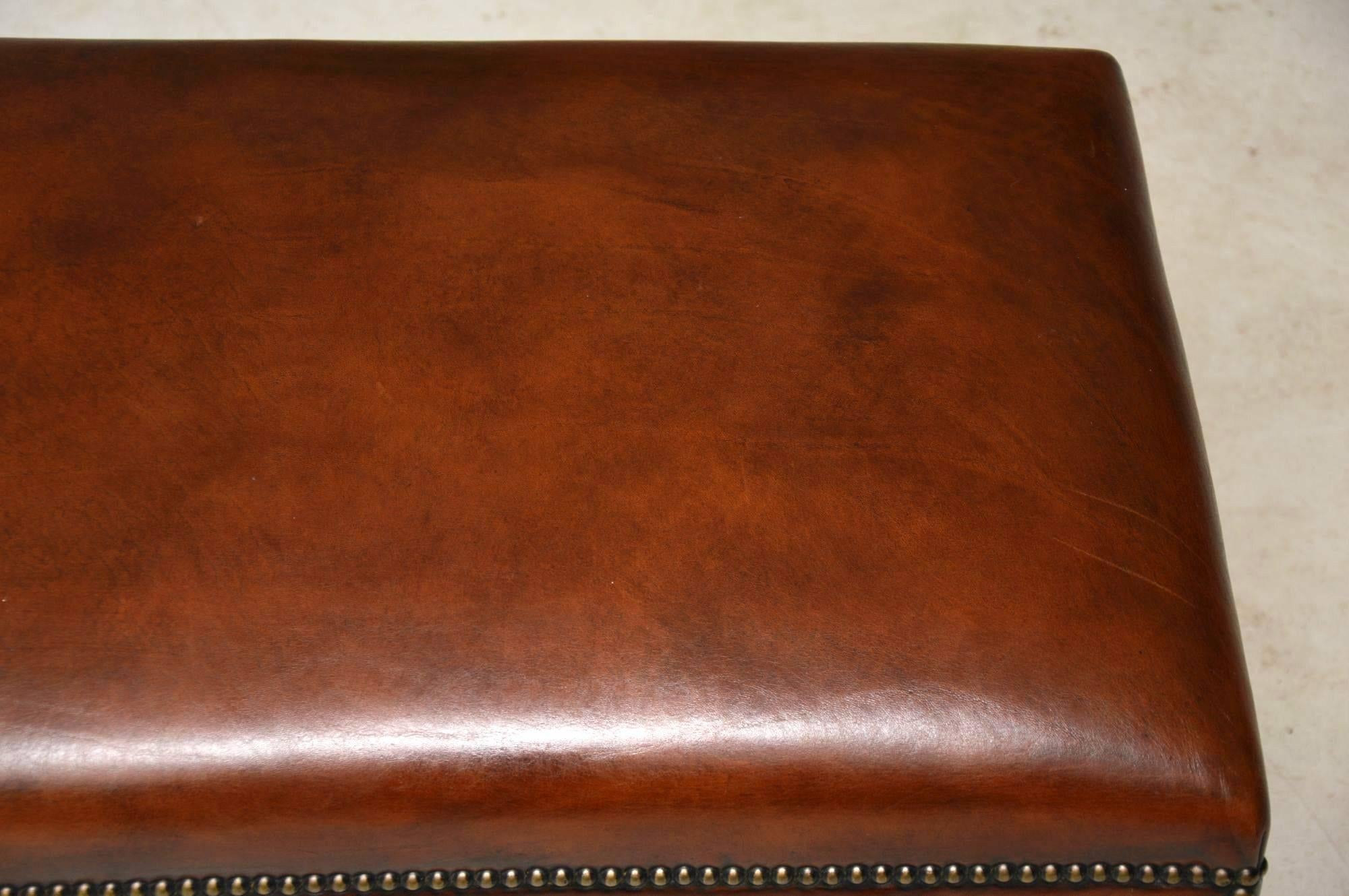 Antique Leather Bound Ottoman 2