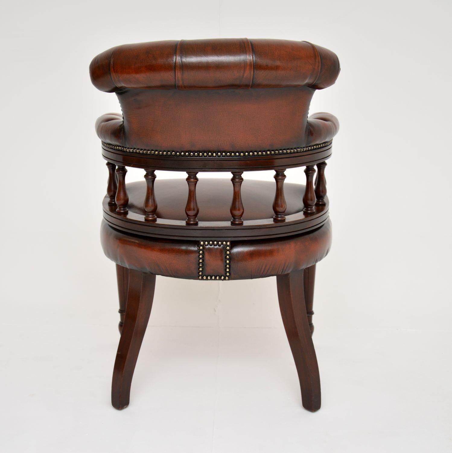 Antique Leather Captains Desk Chair / Armchair 3