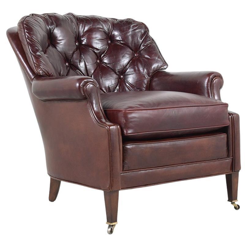 Antique English Chesterfield Lounge Chair For Sale