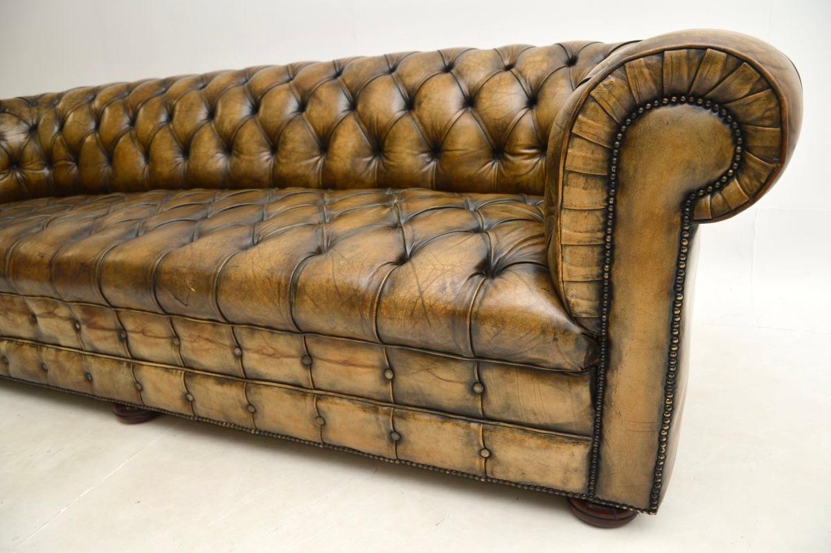 Antique Leather Chesterfield Sofa For Sale 4