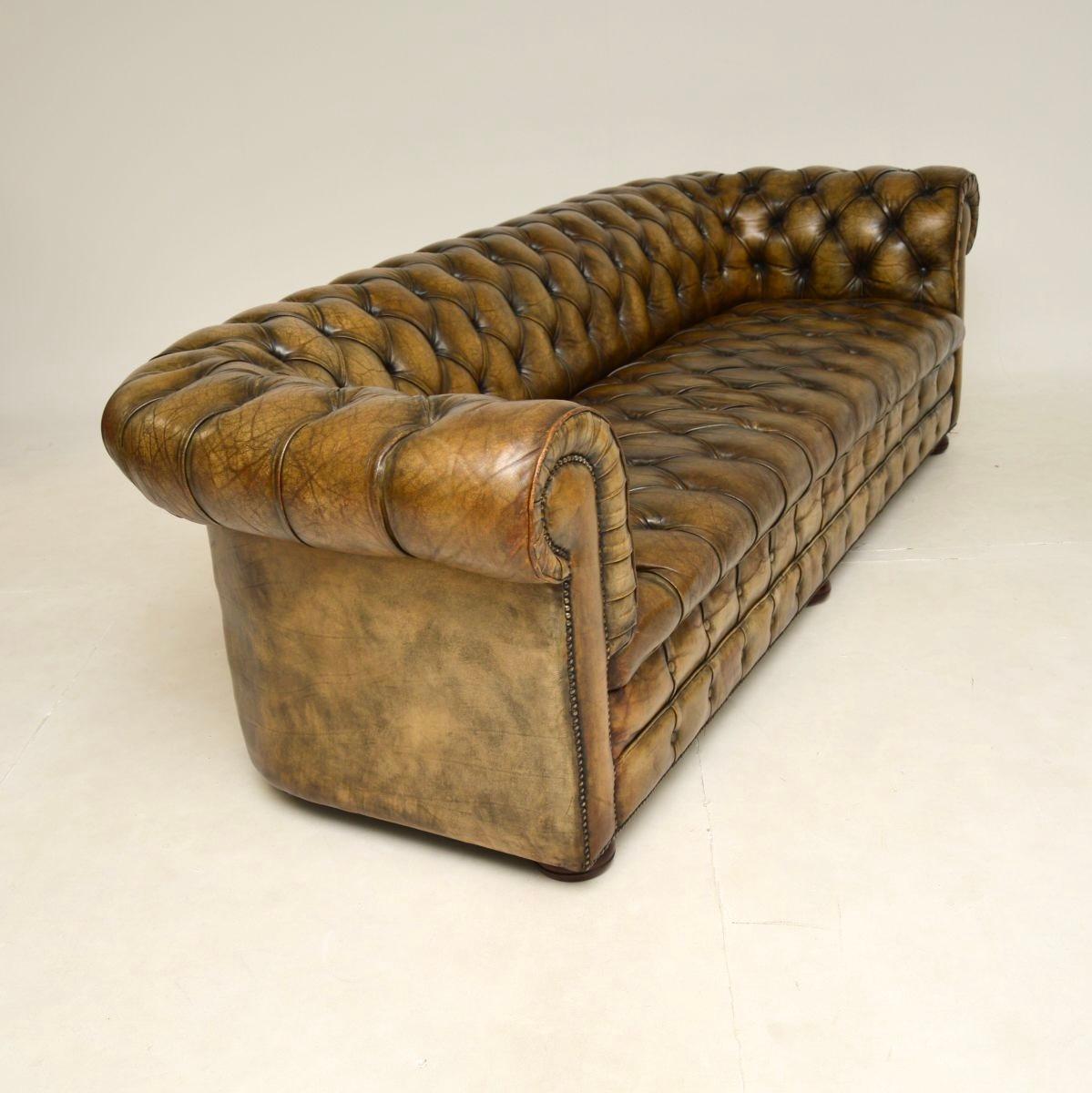 Late Victorian Antique Leather Chesterfield Sofa For Sale