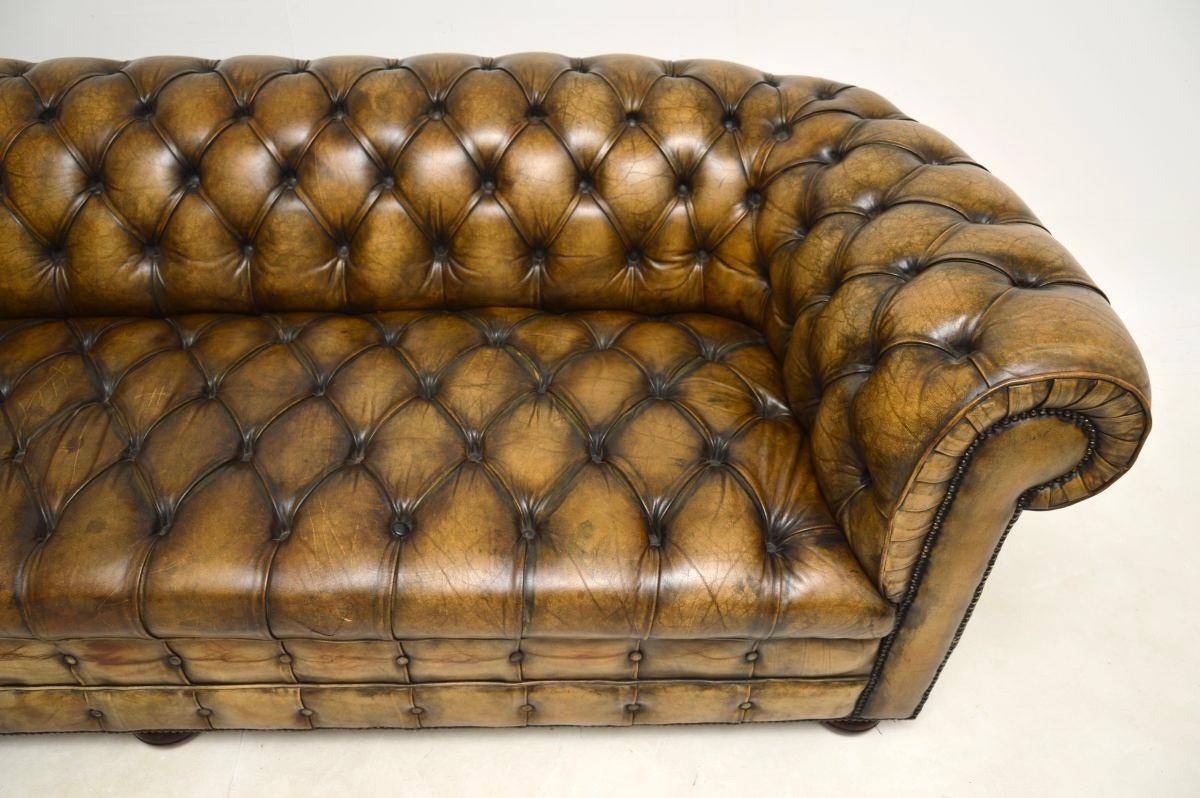 Antique Leather Chesterfield Sofa For Sale 2