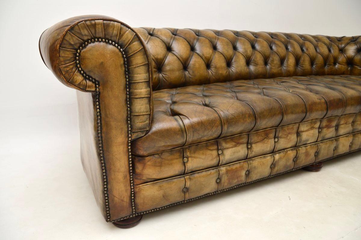 Antique Leather Chesterfield Sofa For Sale 3