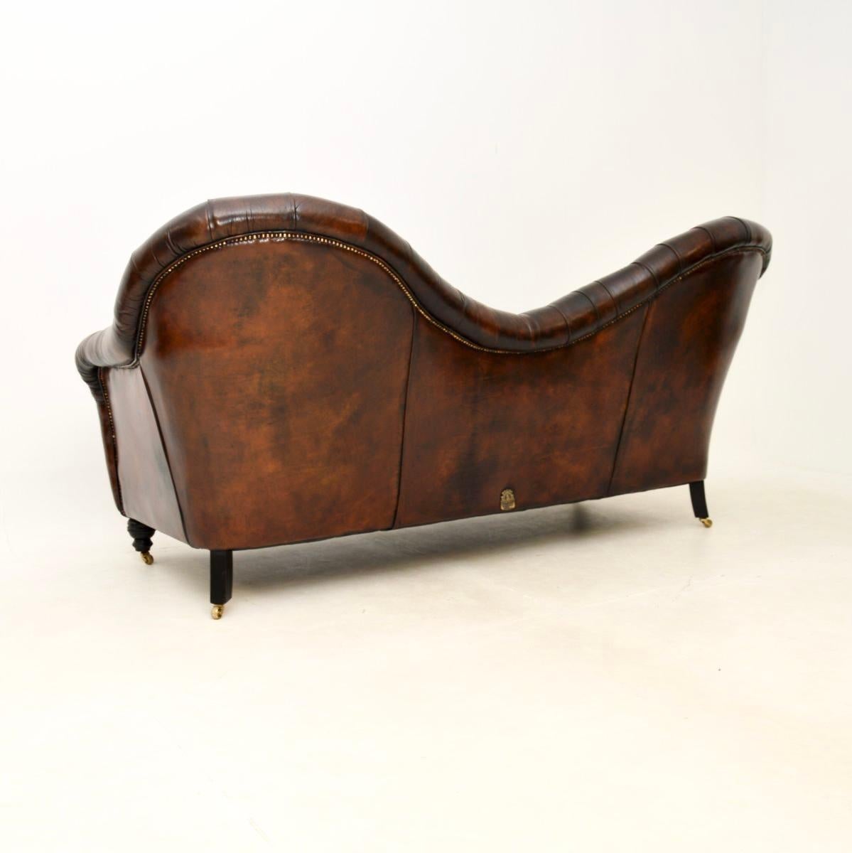 Late 20th Century Antique Leather Chesterfield Style Sofa For Sale