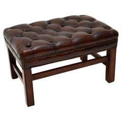 Antique Leather Chippendale Style Stool