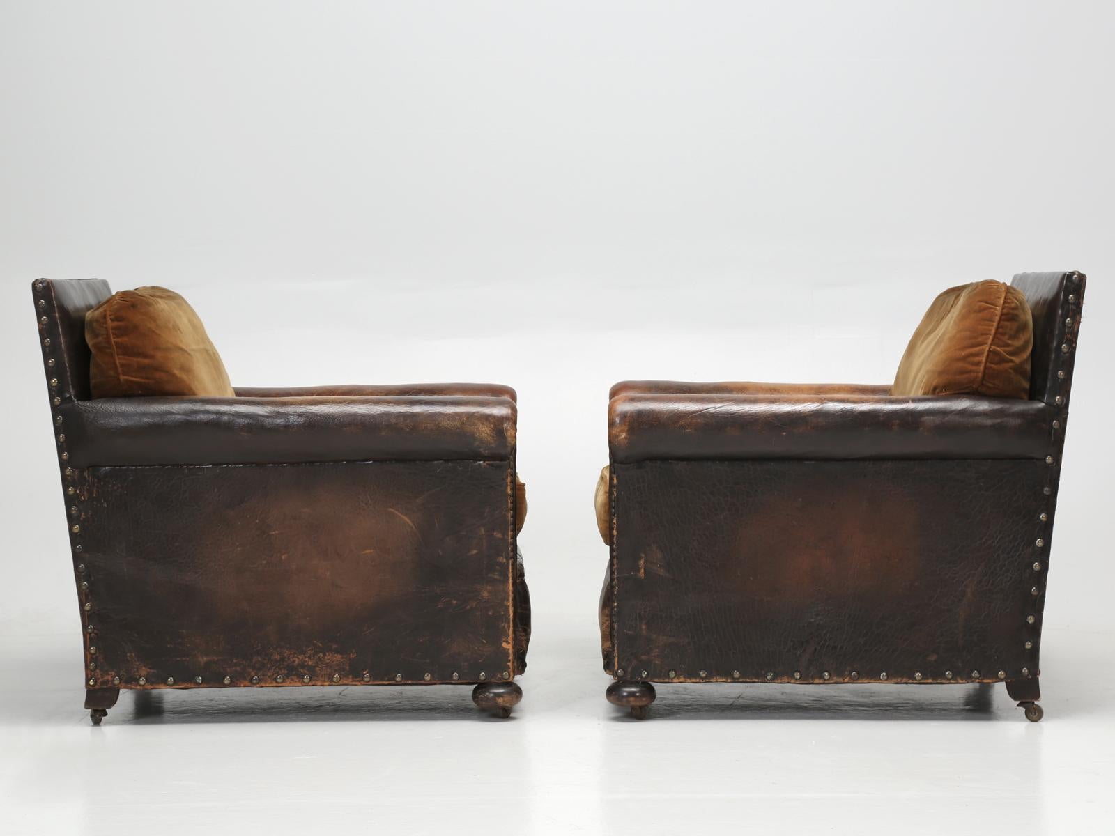 Antique Leather Club Chairs, Internally Restored Only, Cosmetically all Original 7