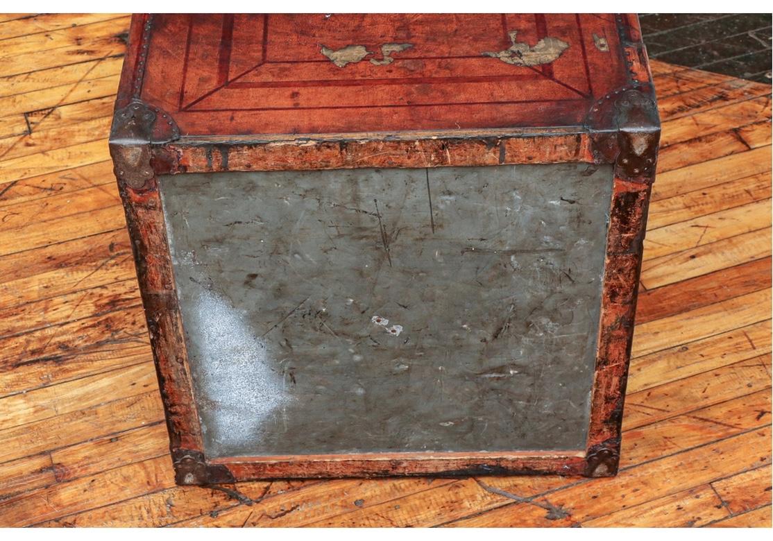 Antique Leather Covered Chest 8