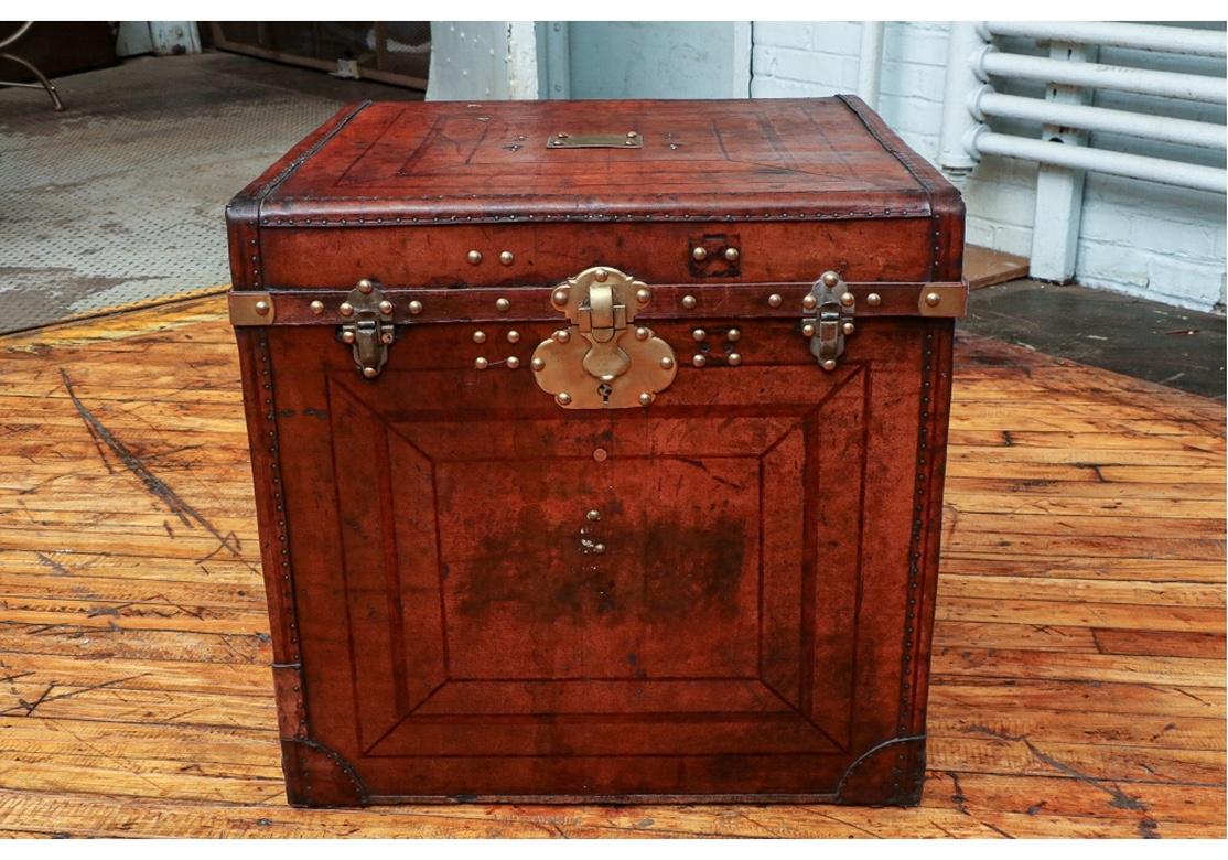 Rustic Antique Leather Covered Chest