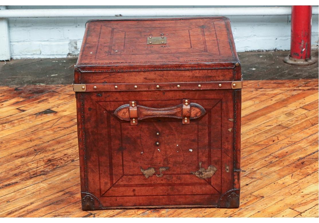 Antique Leather Covered Chest 3