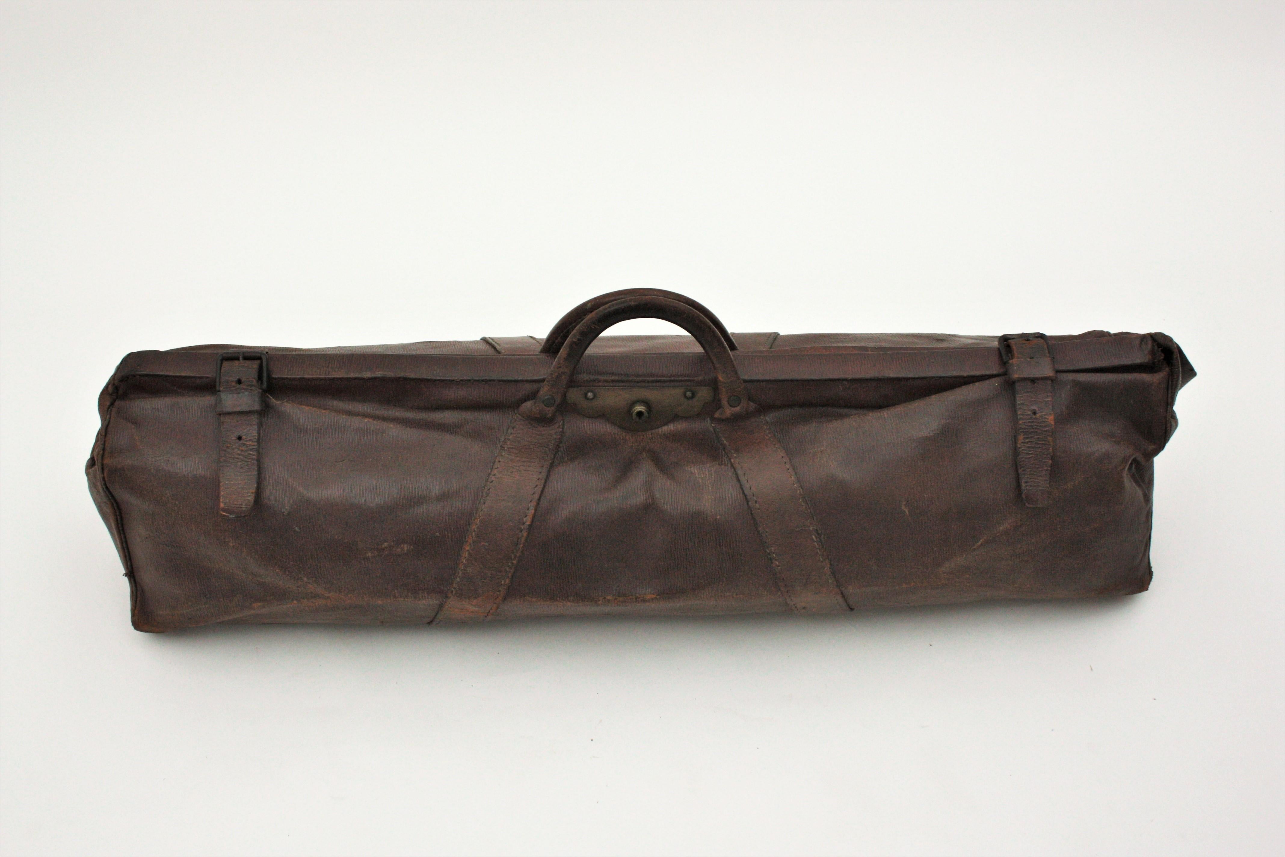 20th Century Antique Leather Cricket Bag For Sale